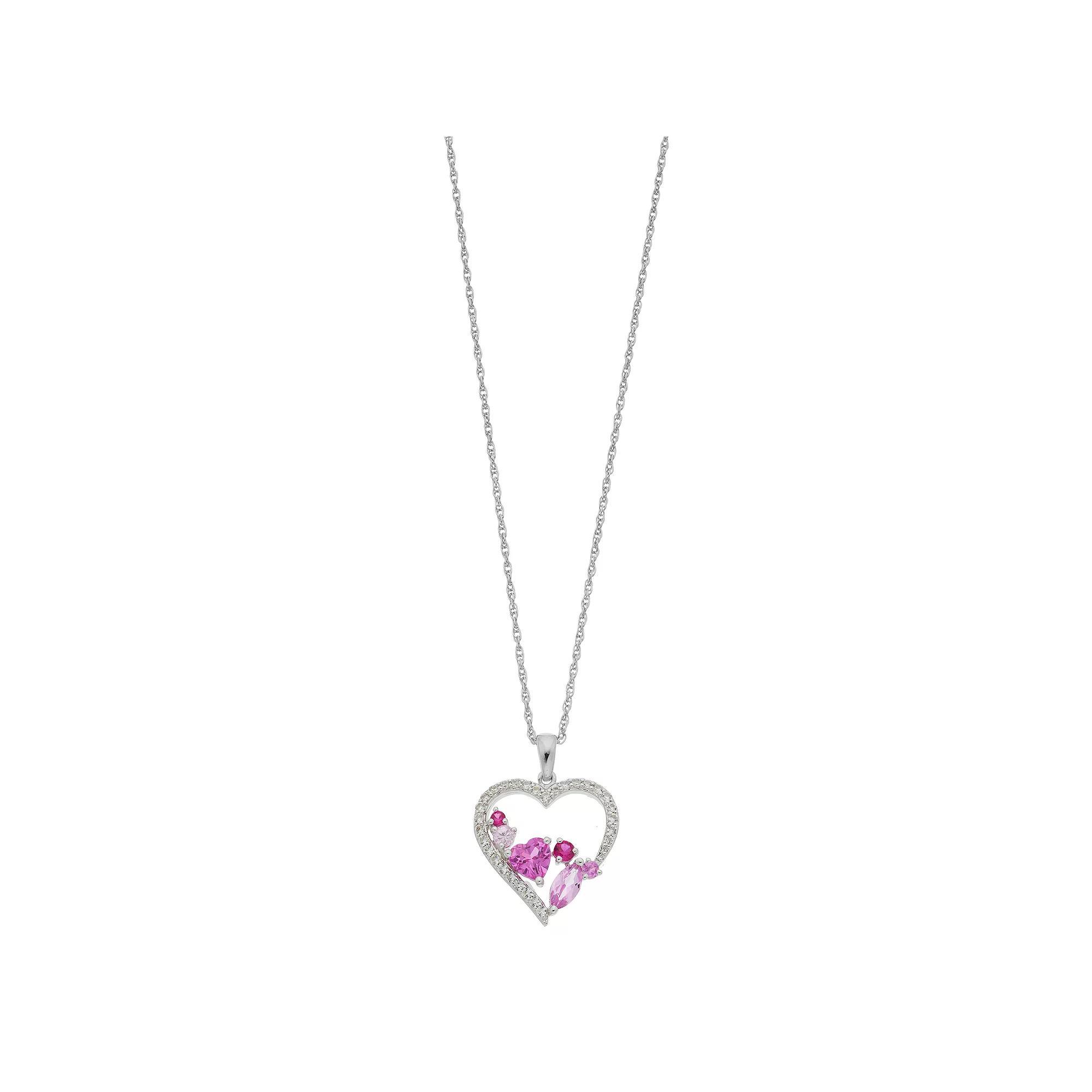 Sterling Silver Gemstone Heart Pendant Necklace, Women's, Size: 18", Silvertone Product Image