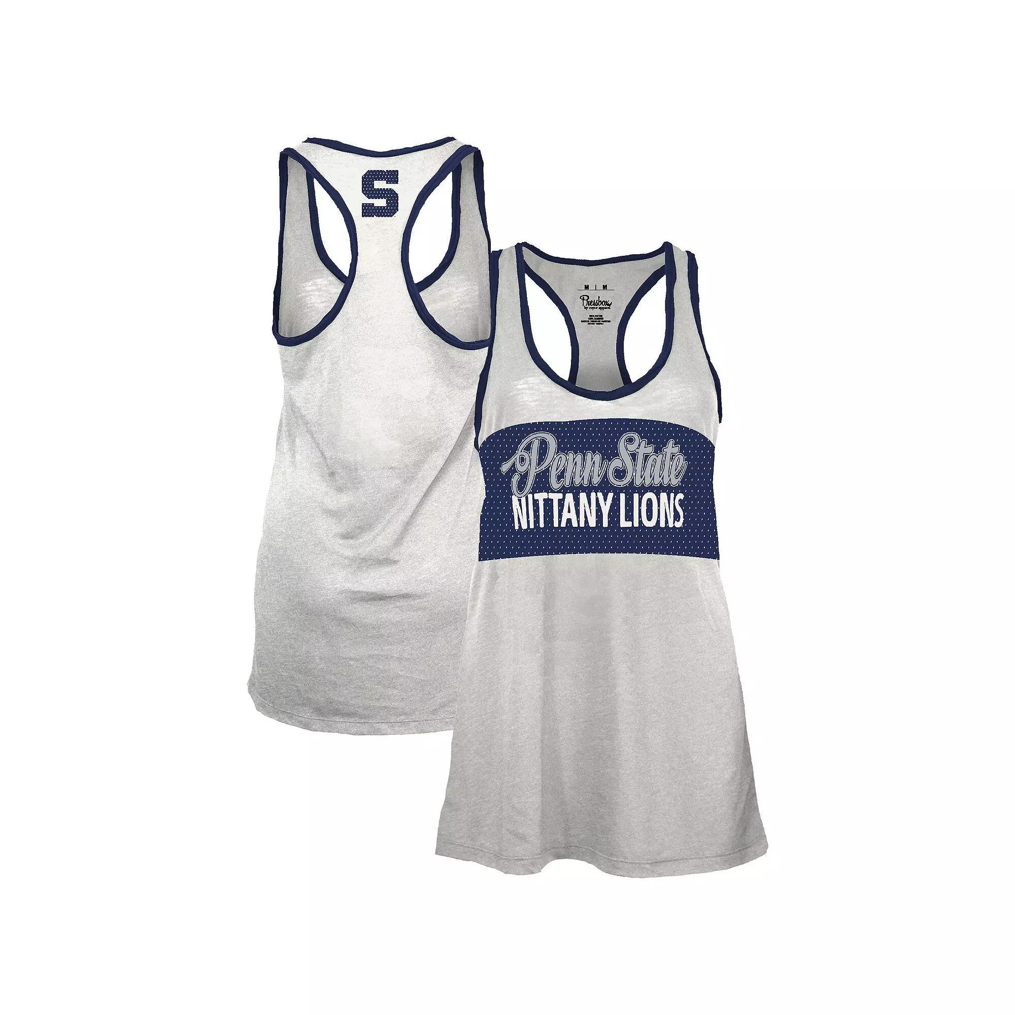 Women's Pressbox White/Navy Penn State Nittany Lions Tracy Racerback Tank Top, Size: Large Product Image