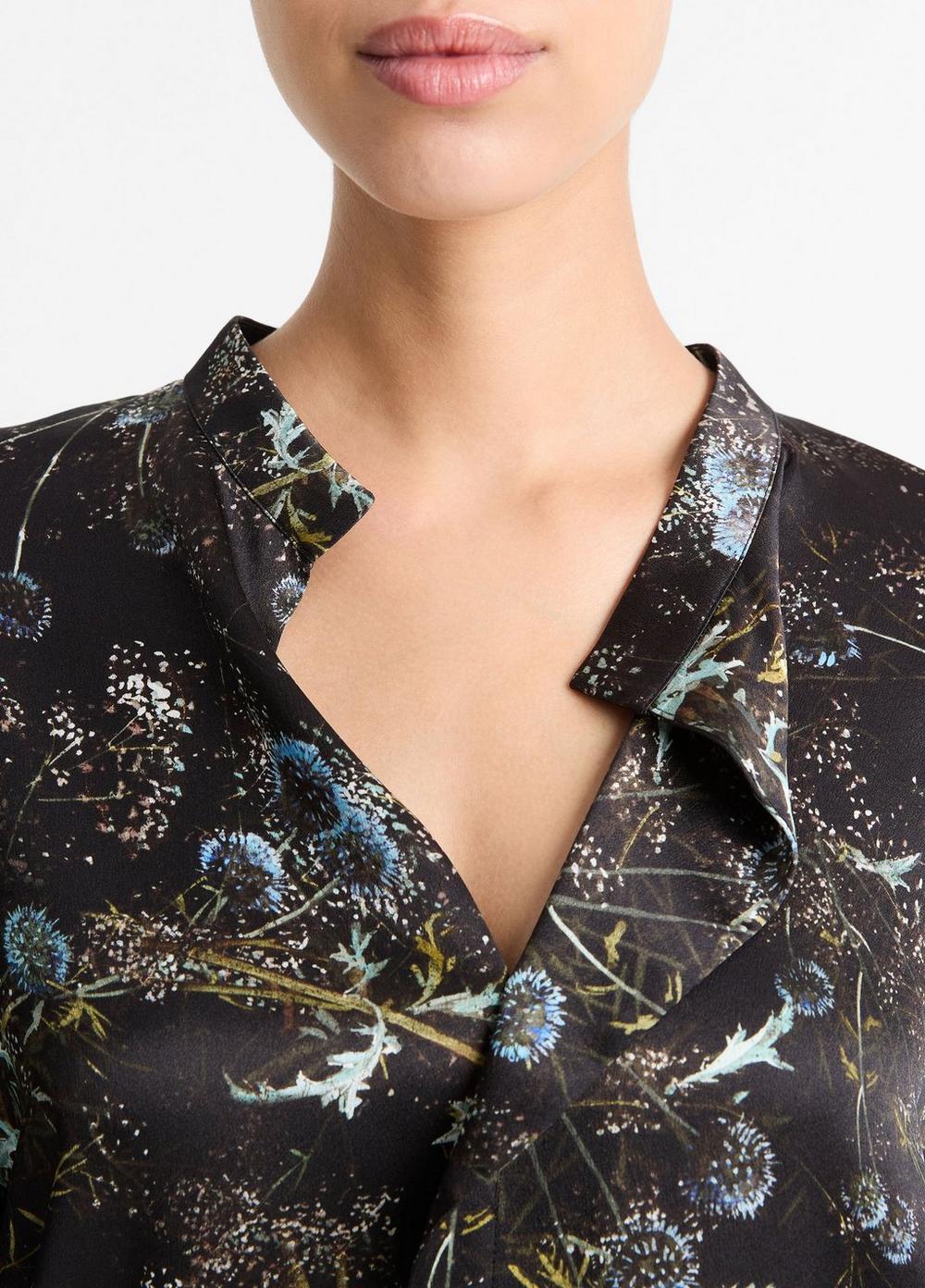 Womens Thistle Silk Draped-Collar Blouse, Aqua Shadow, Size M Vince Product Image