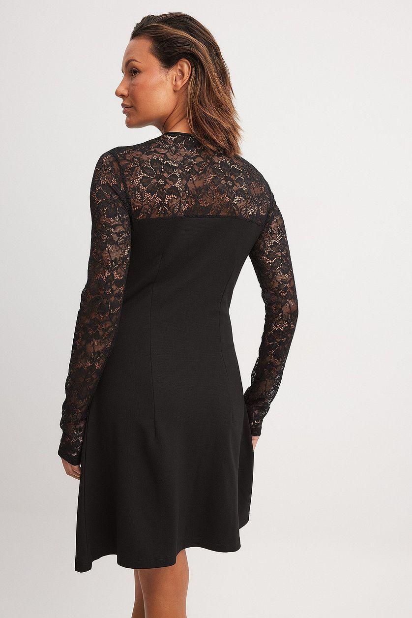 Lace Sleeve Jersey Mini Dress Product Image