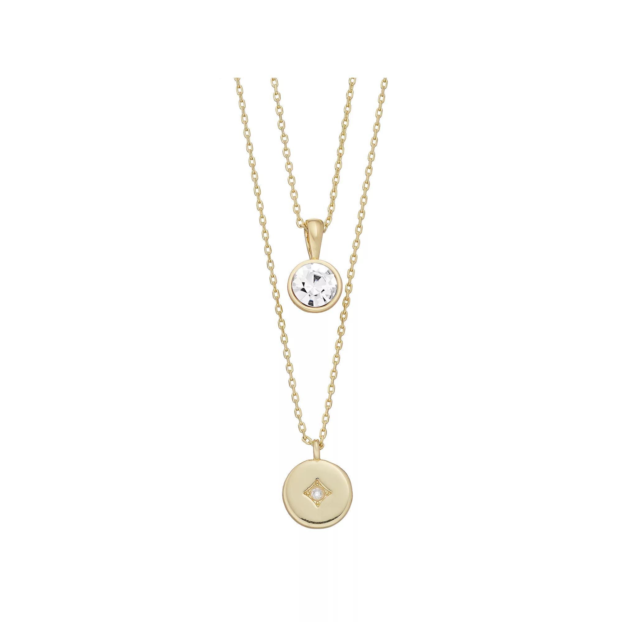 City Luxe Simulated Gemstone Birthstone Double Strand Necklace, Women's, Gold Tone April Product Image