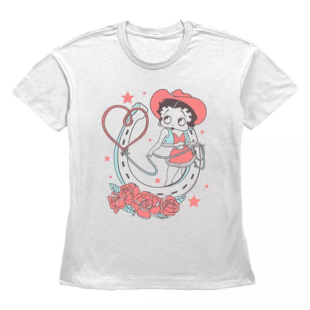 Women's Betty Boop Heart Lasso Graphic Tee, Size: Small, White Product Image