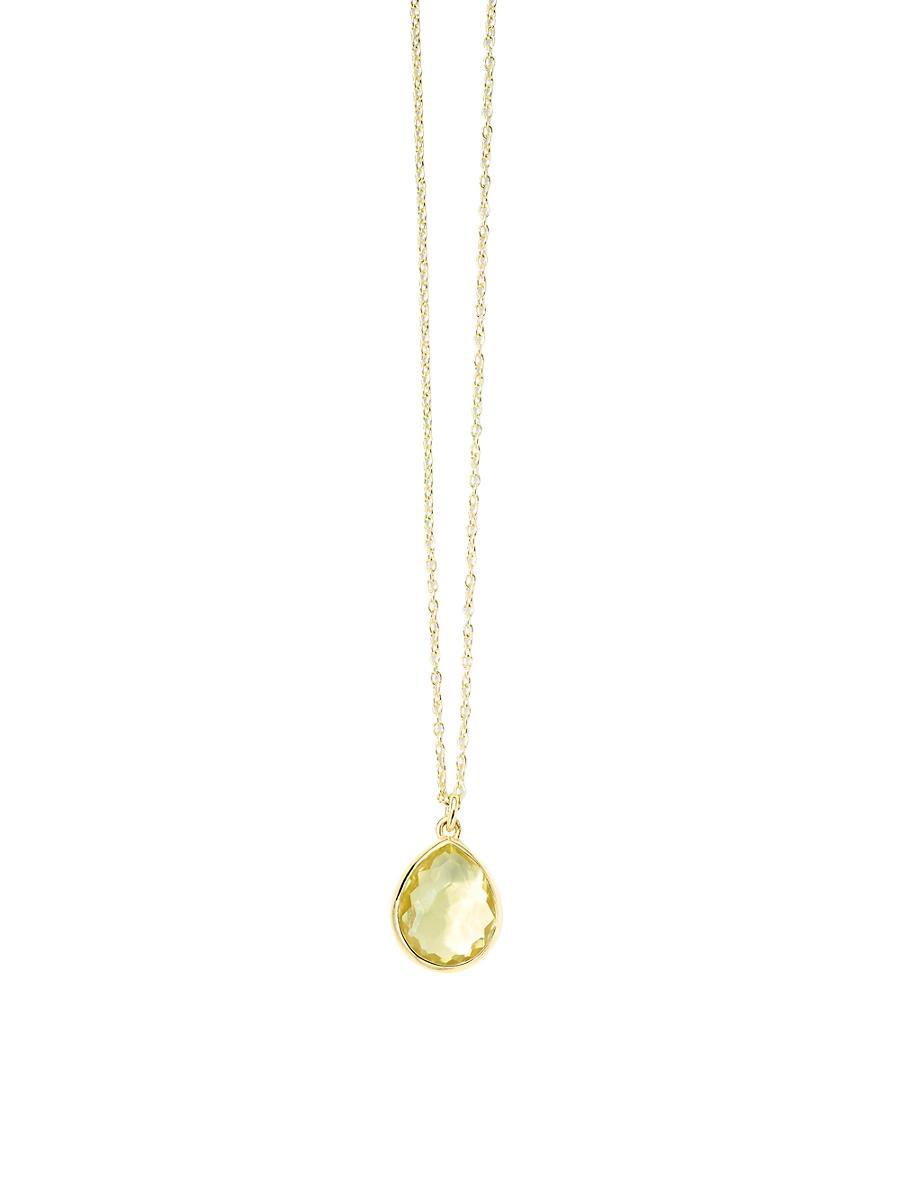 18K Gold Rock Candy Teardrop Pendant in Green Gold Citrine Product Image