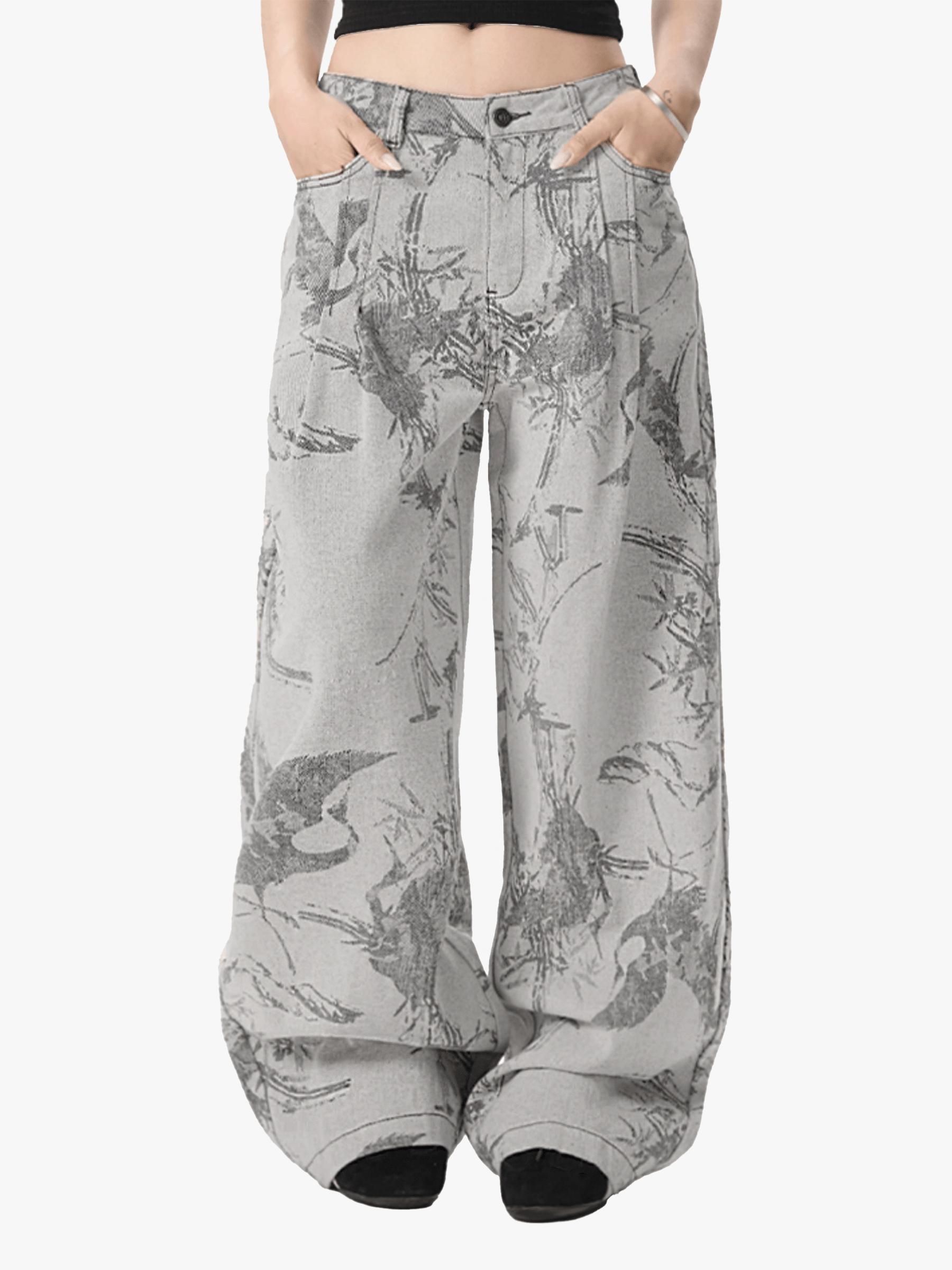 Aelfric Eden Abstract Bird Print Jeans Product Image