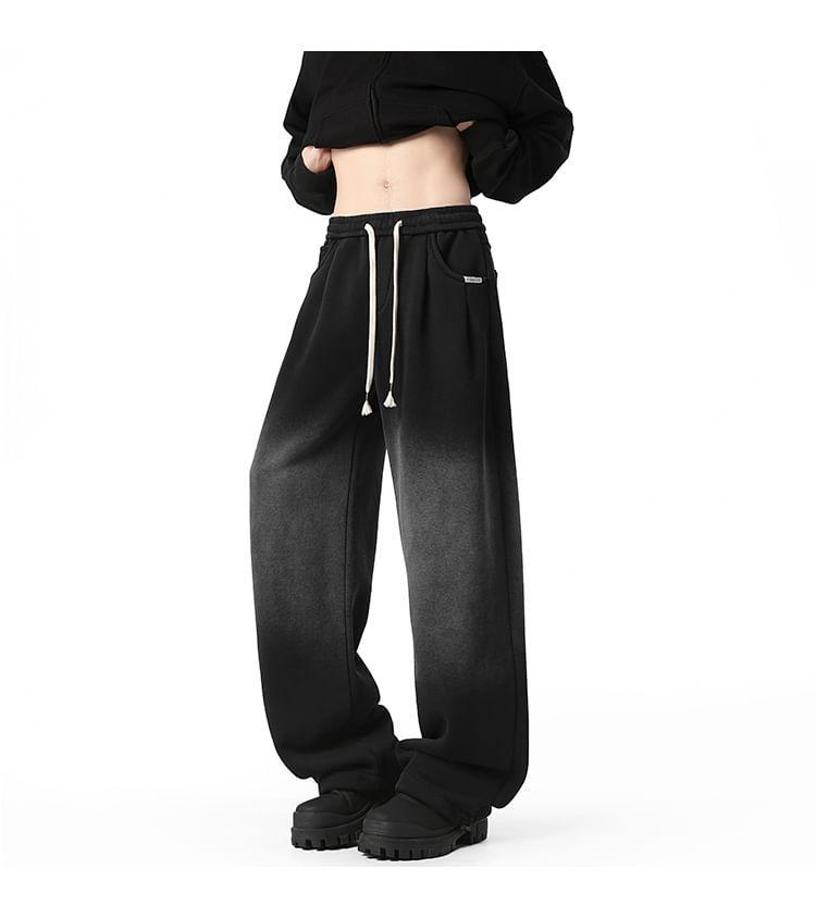 Drawstring Waist Gradient Wide Leg Sweatpants Product Image
