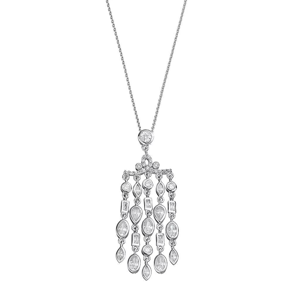 Sophie Miller Sterling Silver Cubic Zirconia Fringe Pendant, Womens White Product Image