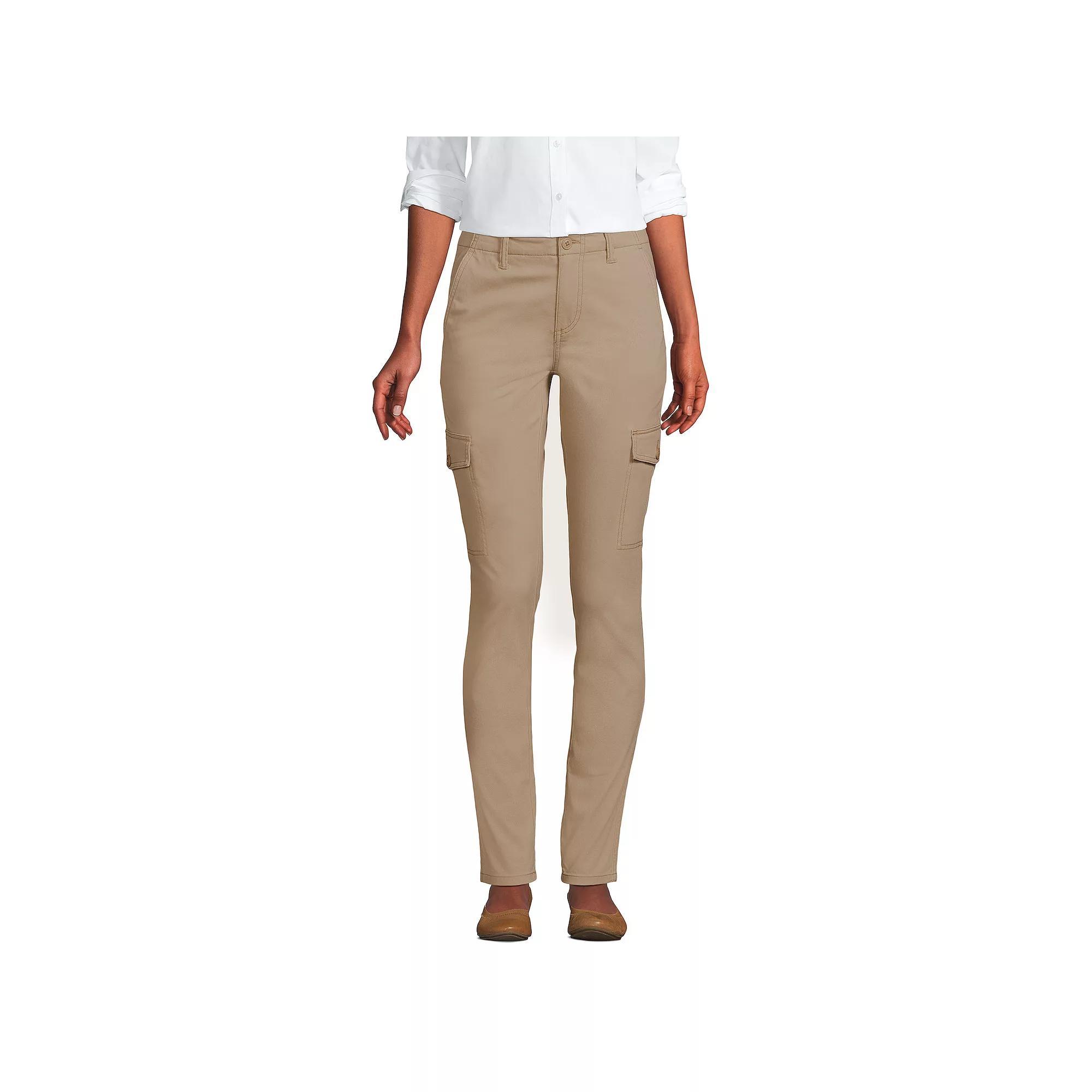 Petite Lands End Mid Rise Slim Cargo Chino Pants, Womens Product Image