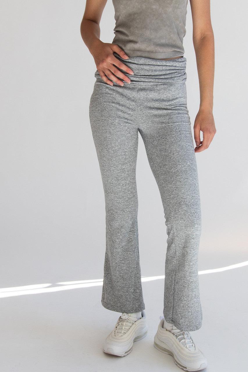 Fold Over Ruched Waistband Flare Leggings Product Image