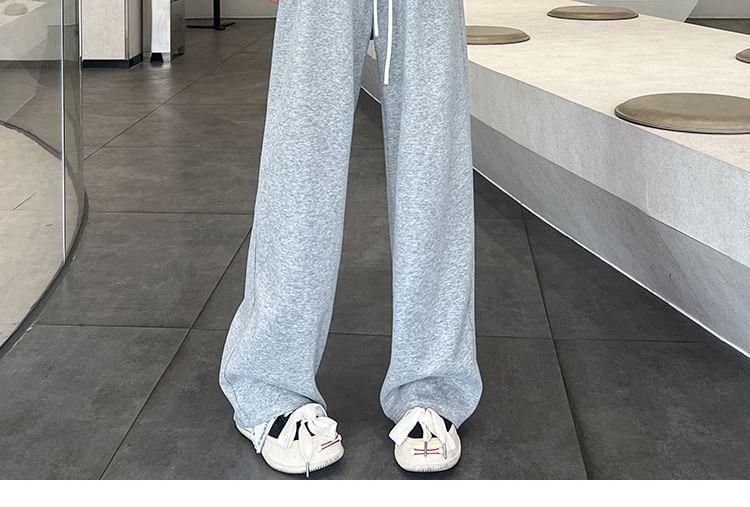 Drawstring Waist Two Tone Wide Leg Sweatpants Product Image
