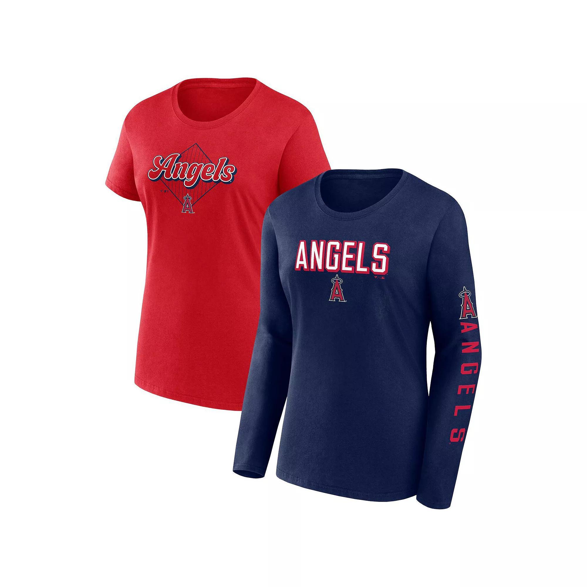Womens Fanatics Branded /Red Los Angeles Angels T-Shirt Combo Pack Blue Product Image