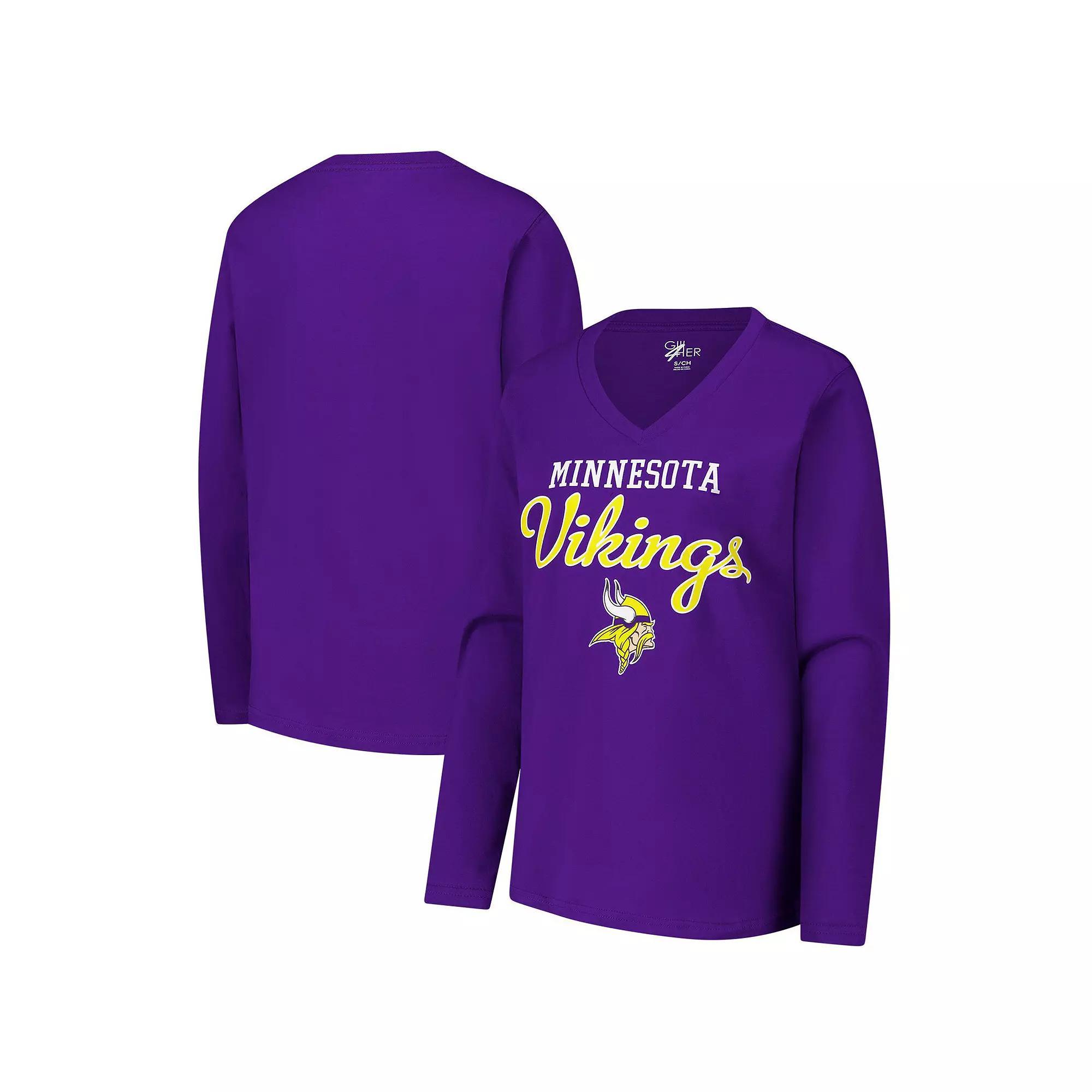 Women's G-III 4Her by Carl Banks Purple Minnesota Vikings Post Season Long Sleeve V-Neck T-Shirt, Size: 2XL Product Image