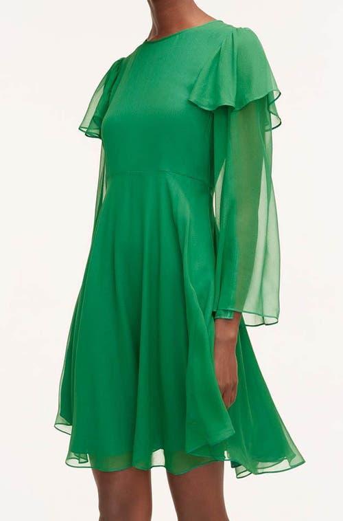 REBECCA TAYLOR Women's Ruffle Silk Mini A Line Dress In Jade Product Image