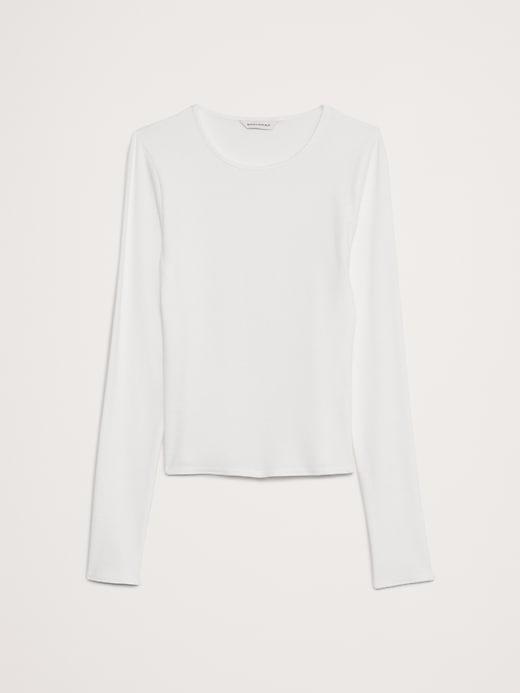 Ribbed Long-Sleeve Crew-Neck T-Shirt Product Image