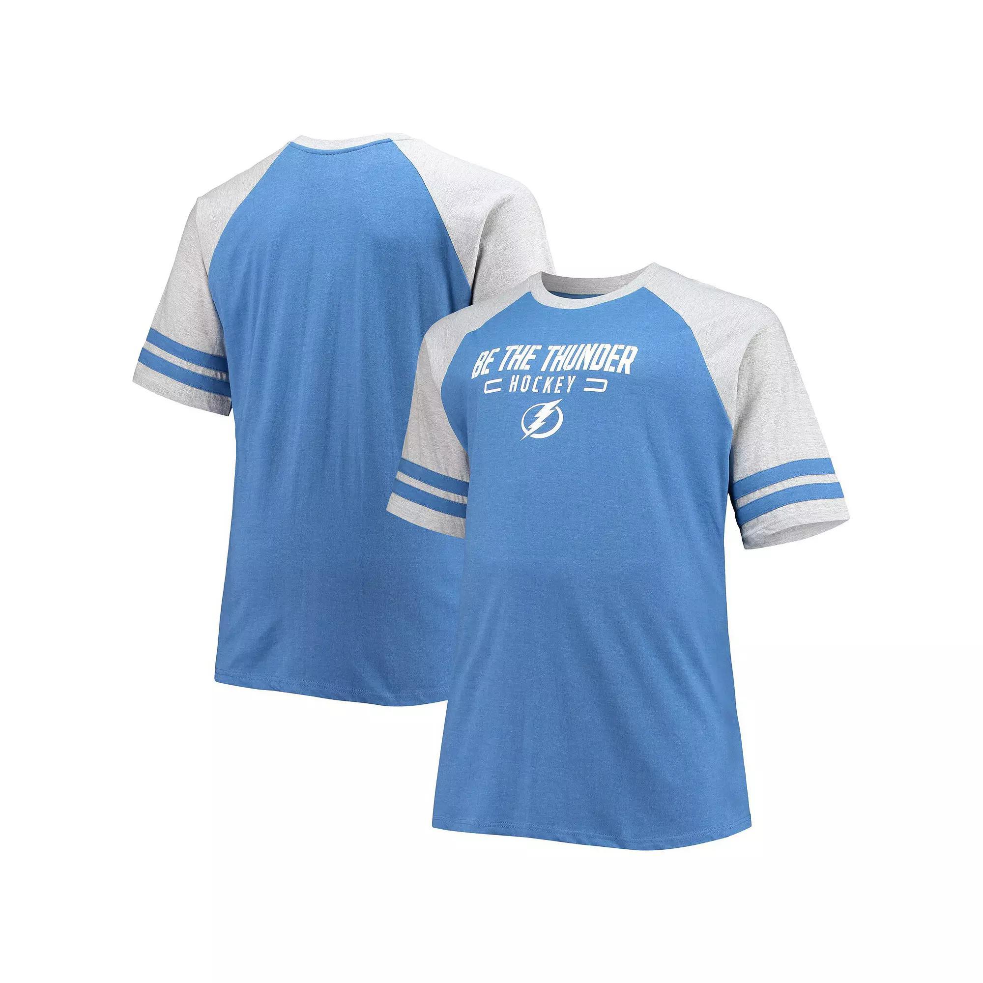 Mens Heathered Blue Tampa Bay Lightning Big & Tall Raglan T-Shirt Product Image