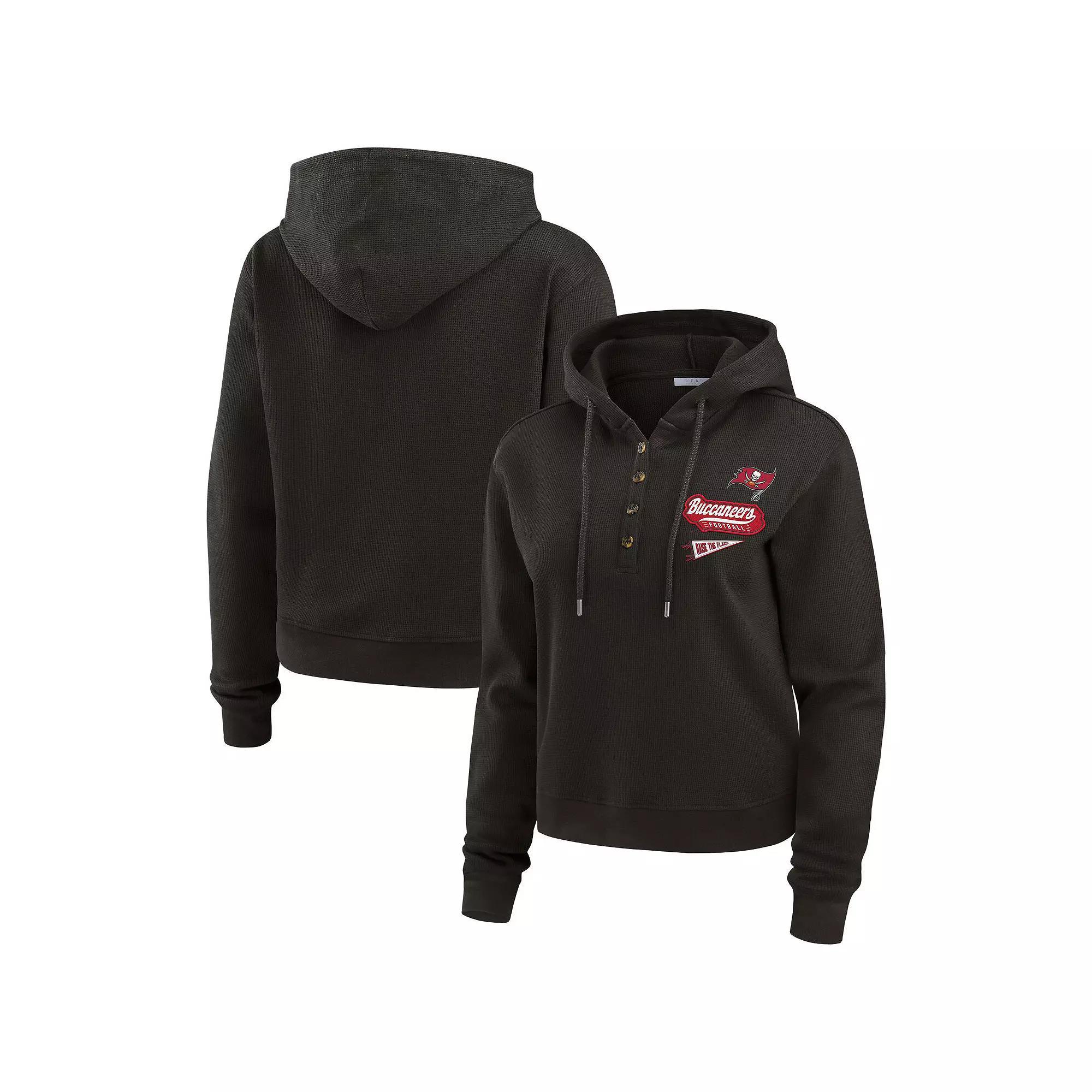 Women's WEAR by Erin Andrews  Black Las Vegas Raiders Plus Size Waffle Hoodie Pullover Top, Size: 2XL, Lvr Black Product Image