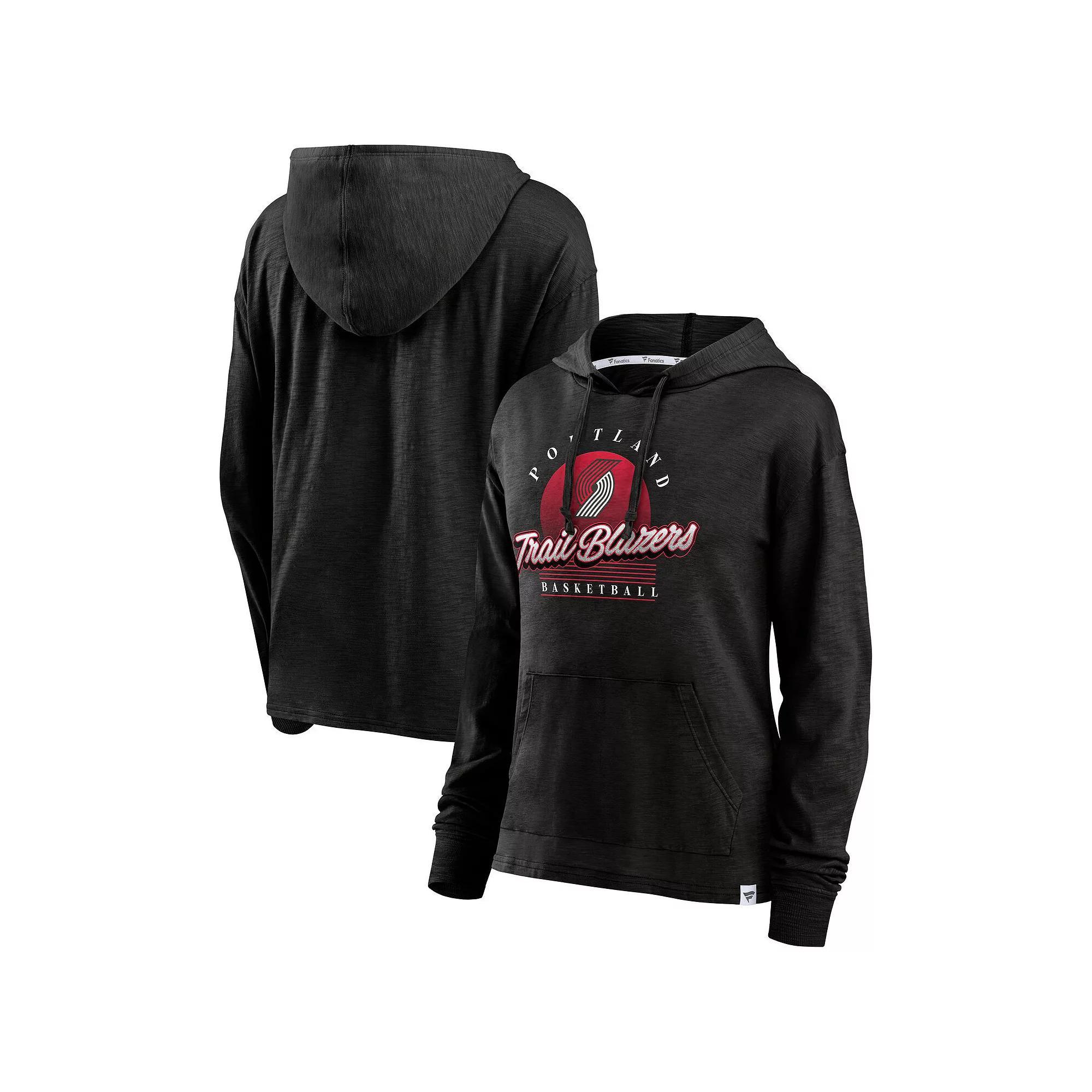 Women's Fanatics Black Portland Trail Blazers Full Steam Slub Hoodie T-Shirt, Size: Medium Product Image