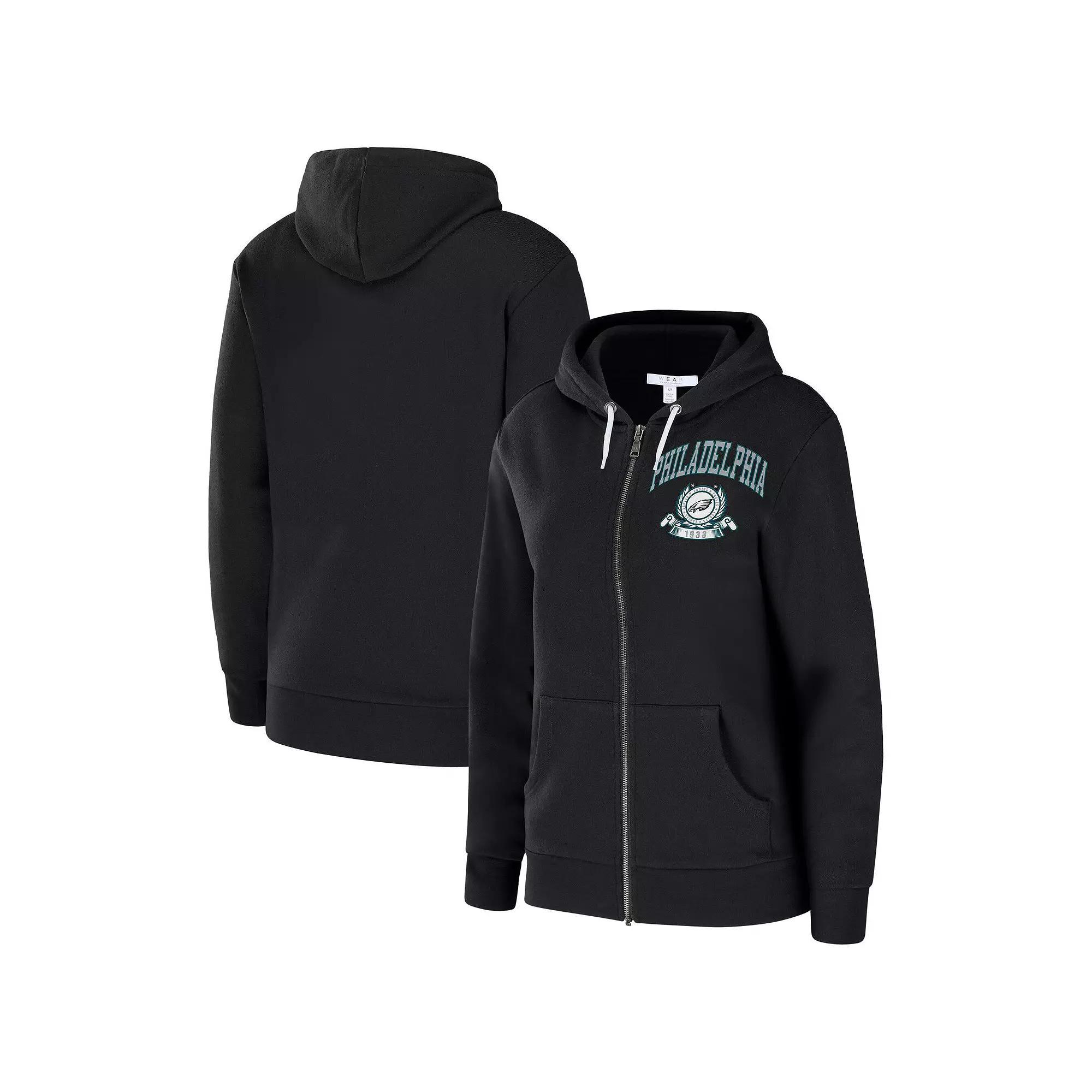 Women's WEAR by Erin Andrews  Black Philadelphia Eagles Full-Zip Hoodie, Size: Medium Product Image