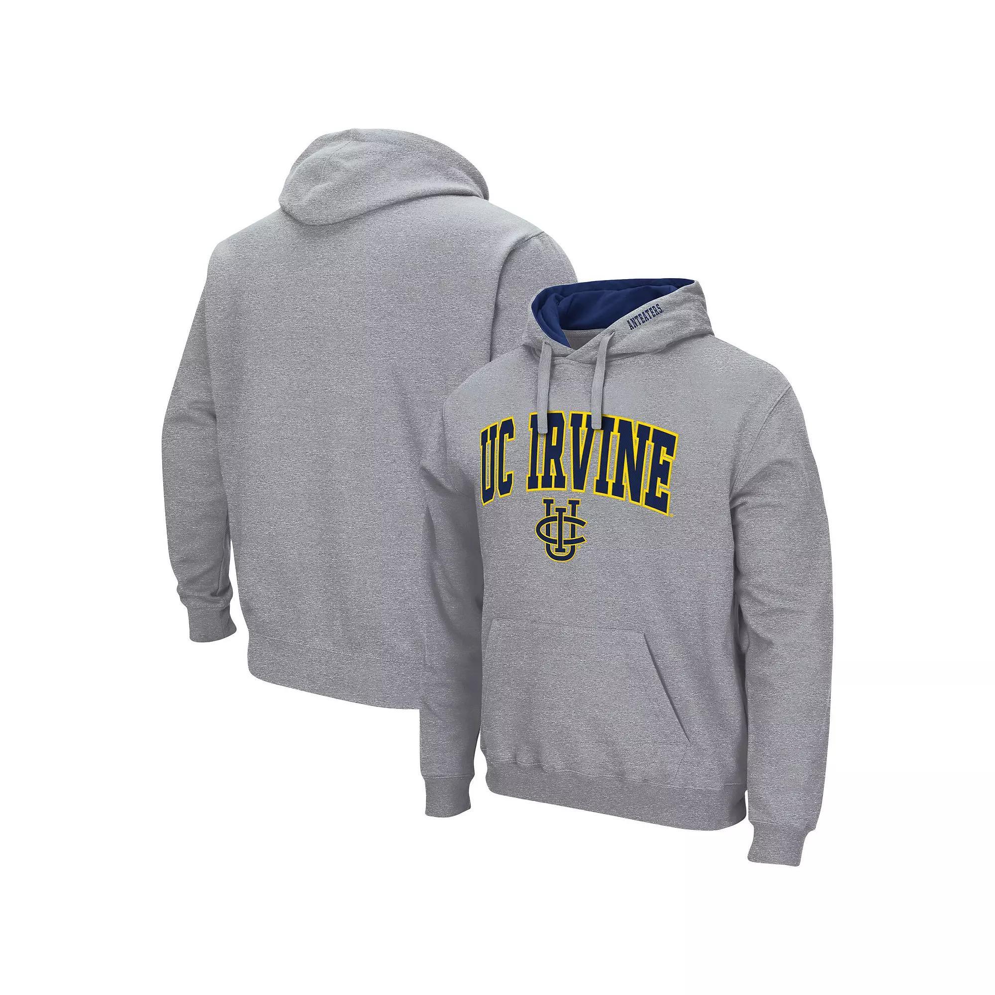 Men's Colosseum Heathered Gray UC Irvine Anteaters Arch and Logo Pullover Hoodie, Size: Large, Uci Grey Product Image