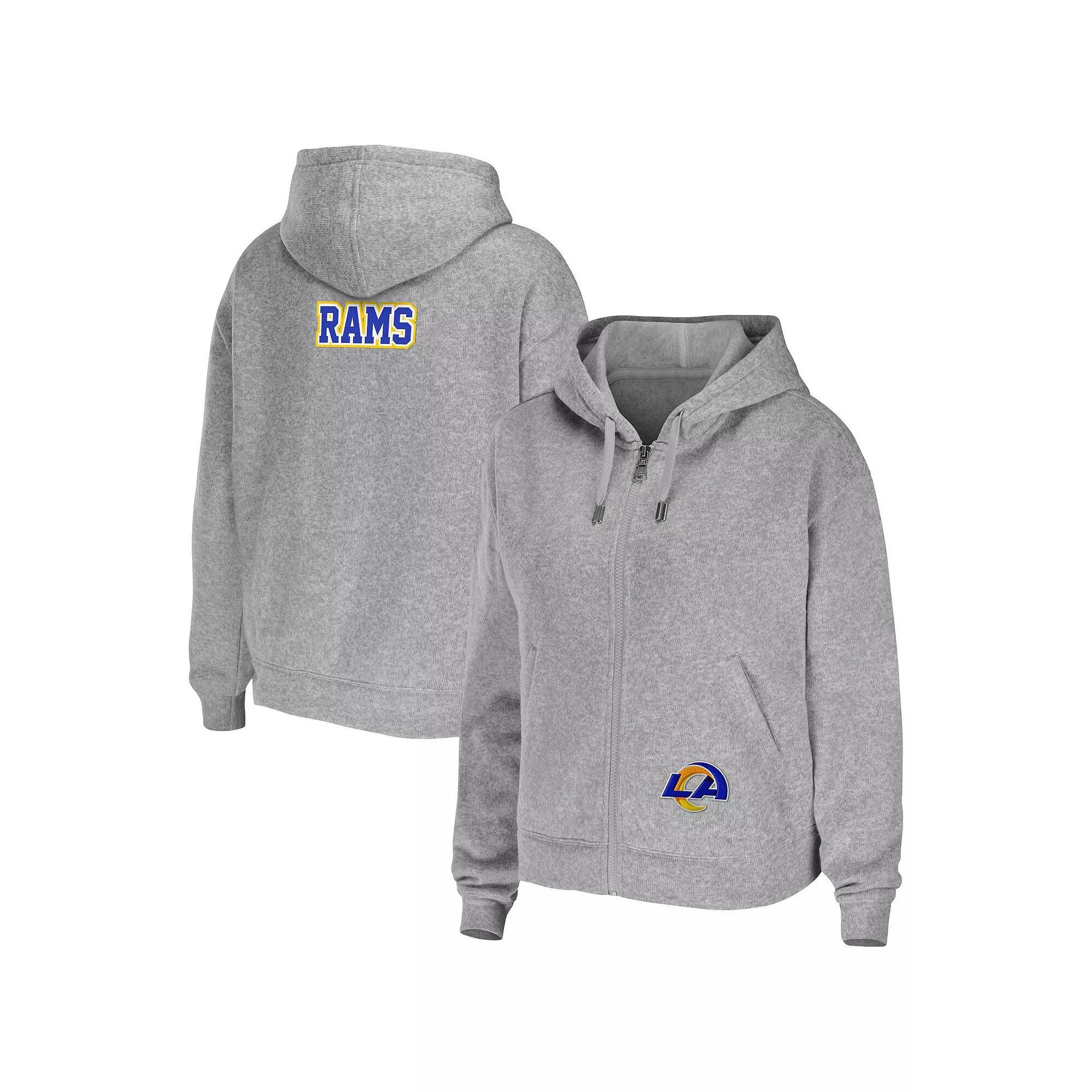 Women's WEAR by Erin Andrews Heathered Gray Los Angeles Rams Team Full-Zip Hoodie, Size: XL, Grey Product Image