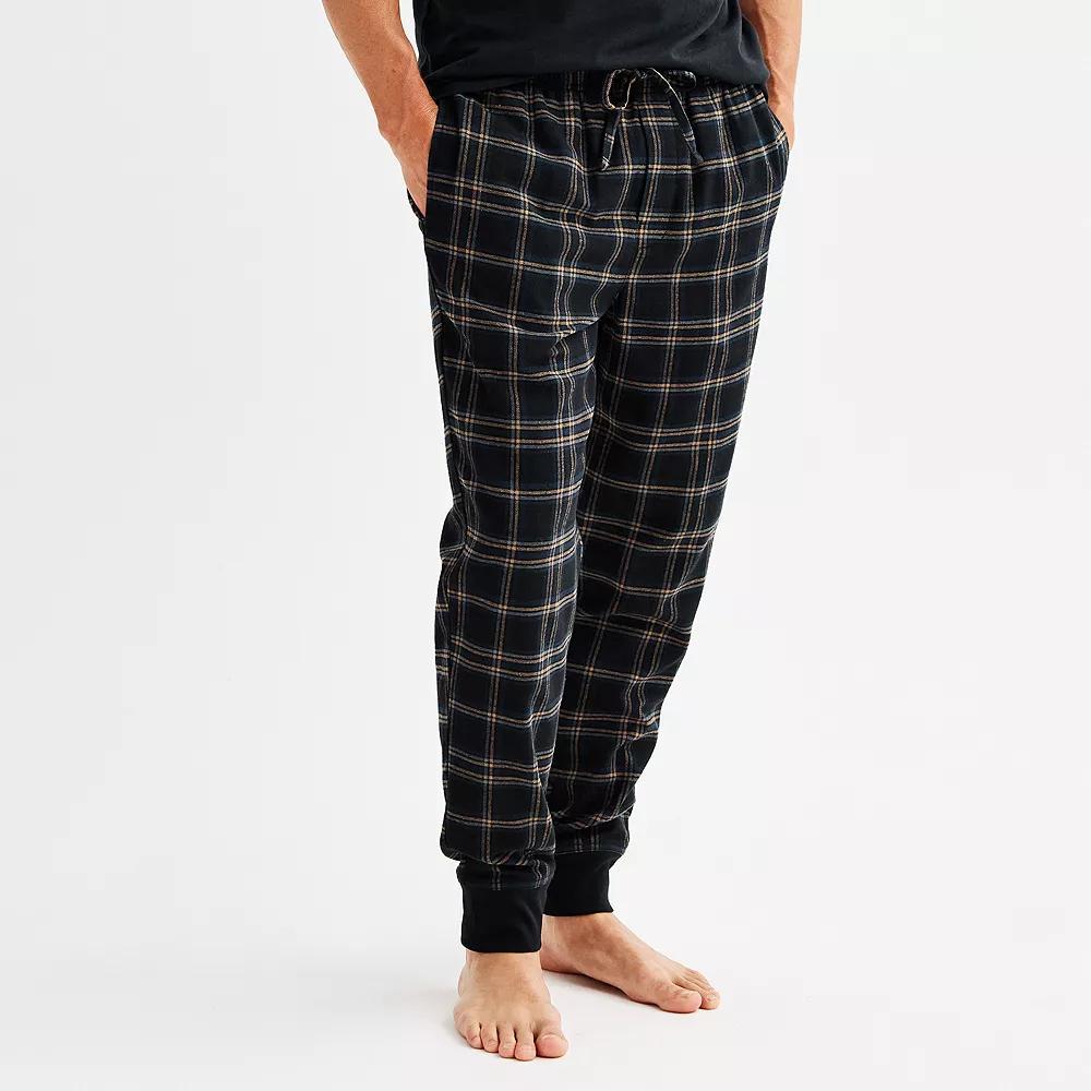 Men's Sonoma Goods For Life® Banded Bottom Flannel Pajama Pants, Size: Large, Black Biege Plaid Product Image