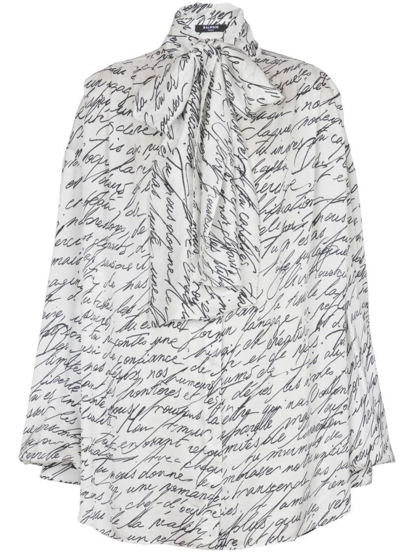 BALMAIN Love Letter Blouse In White Product Image