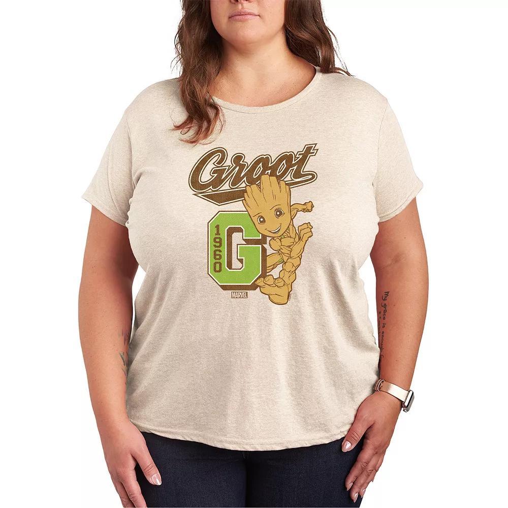 Plus Size Guardians of the Galaxy Groot Collegiate Graphic Tee, Womens Product Image