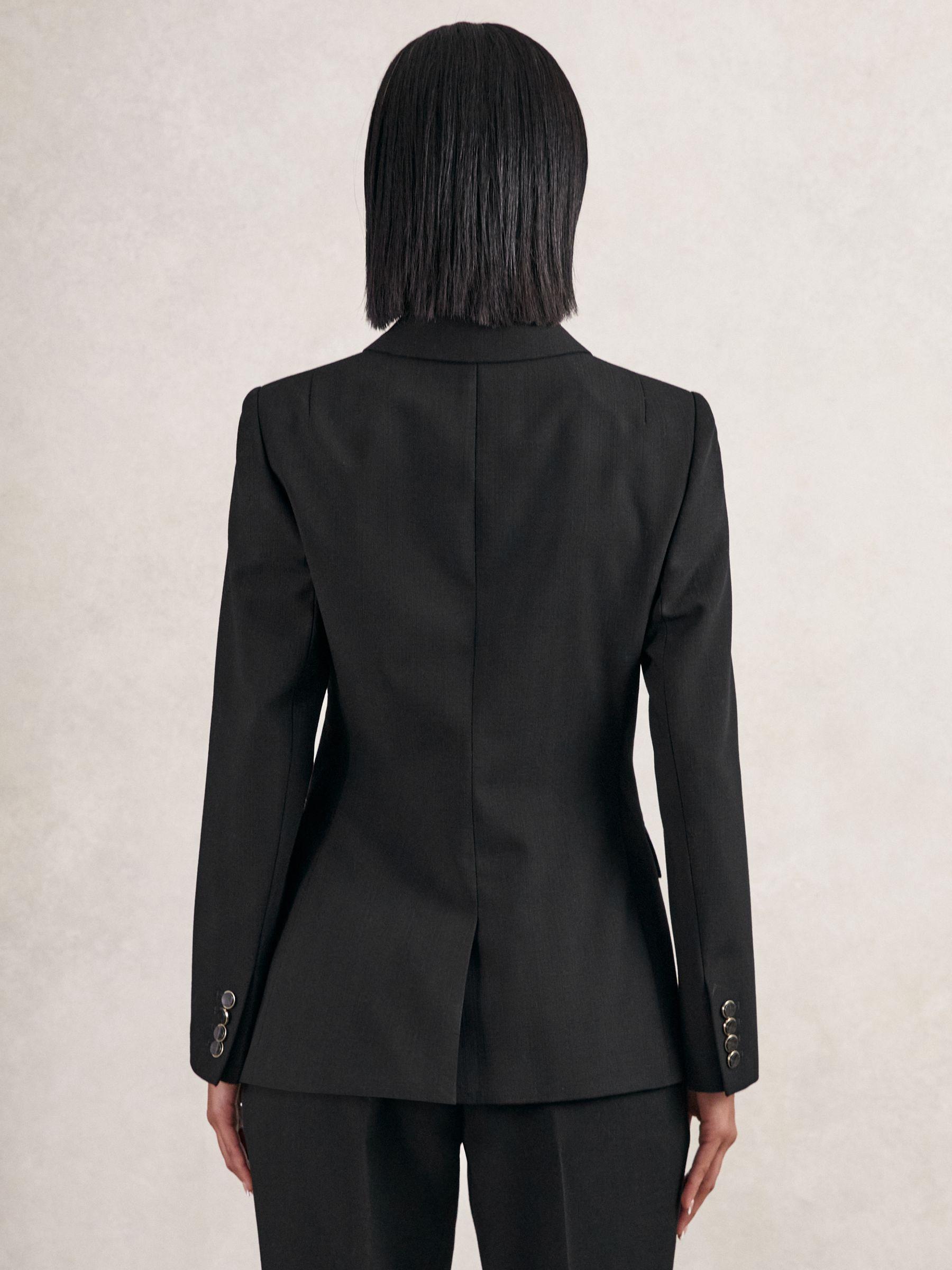Petite Wool-Blend Double-Breasted Blazer in Black Product Image