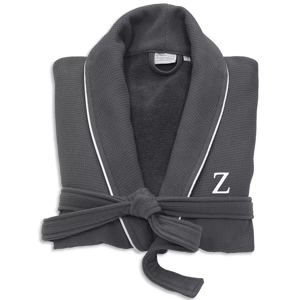 Linum Home Textiles Turkish Cotton Personalized Satin Piped Trim Waffle Terry Gray Bathrobe, Womens Product Image