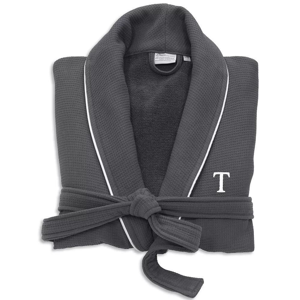 Linum Home Textiles Turkish Cotton Personalized Satin Piped Trim Waffle Terry Gray Bathrobe, Womens Product Image