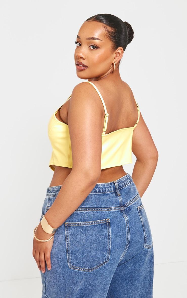 Plus Lemon Hook And Eye Seam Detail Corset Top Product Image
