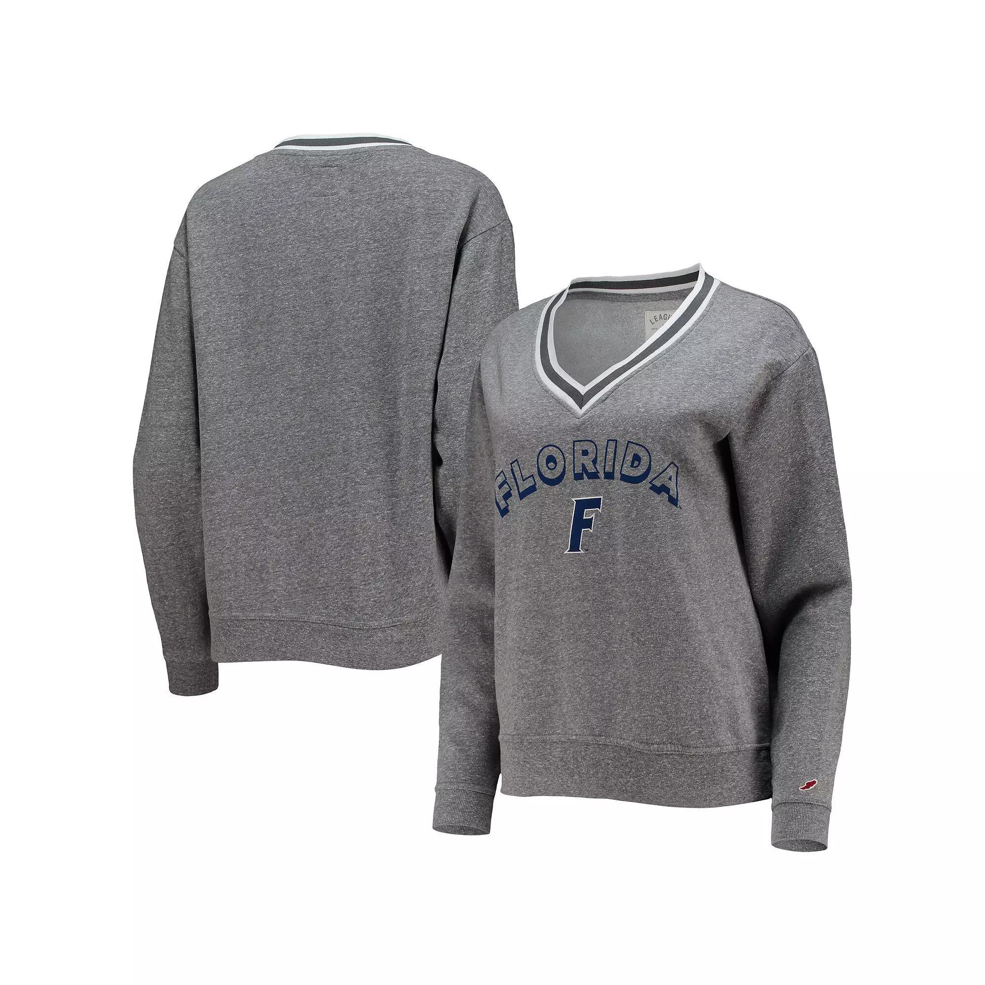 Women's League Collegiate Wear Heathered Gray Florida Gators Victory Springs Tri-Blend V-Neck Pullover Sweatshirt, Size: Large, Grey Product Image
