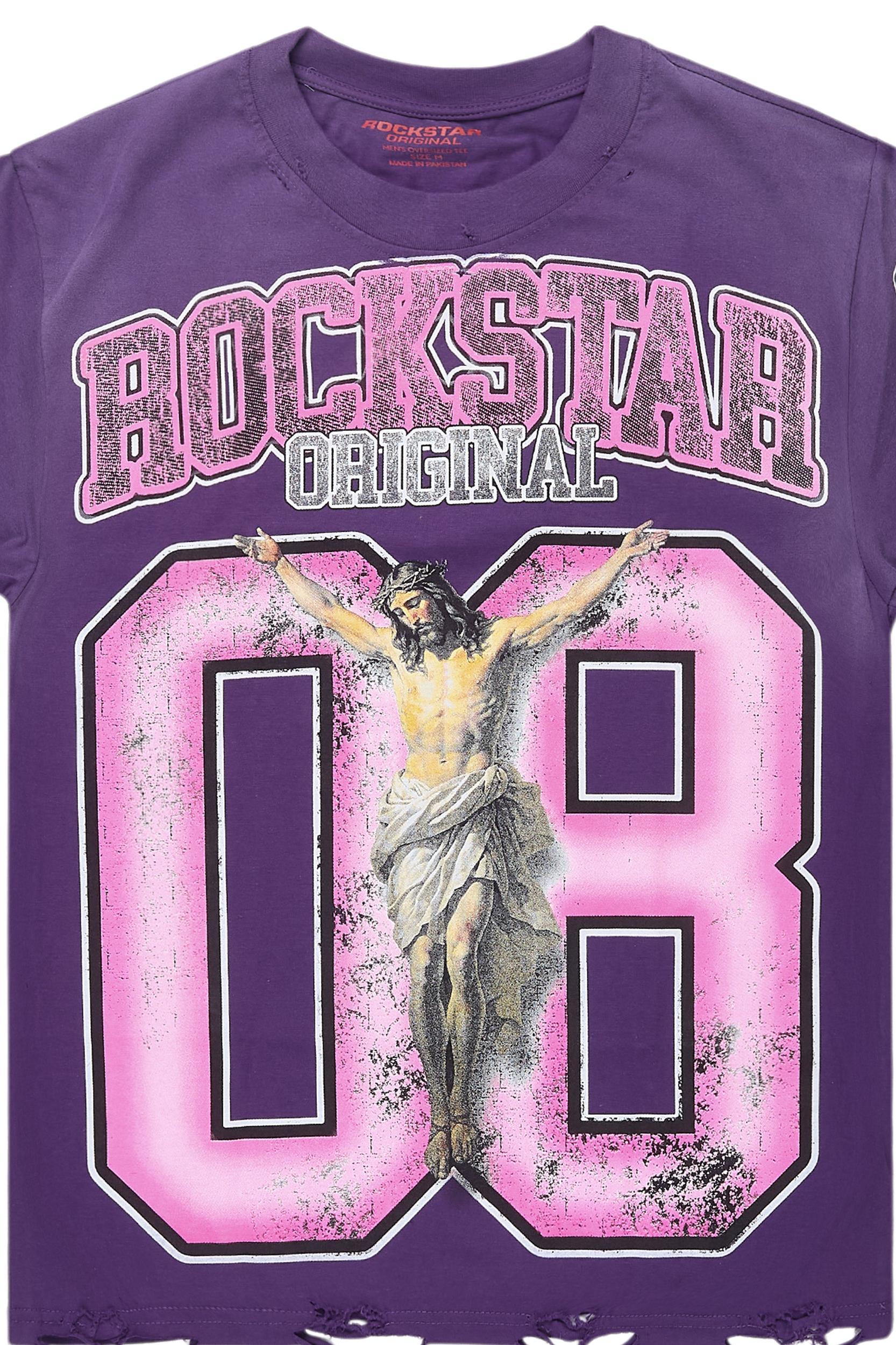 Fields Purple Oversized Graphic T-Shirt Male Product Image