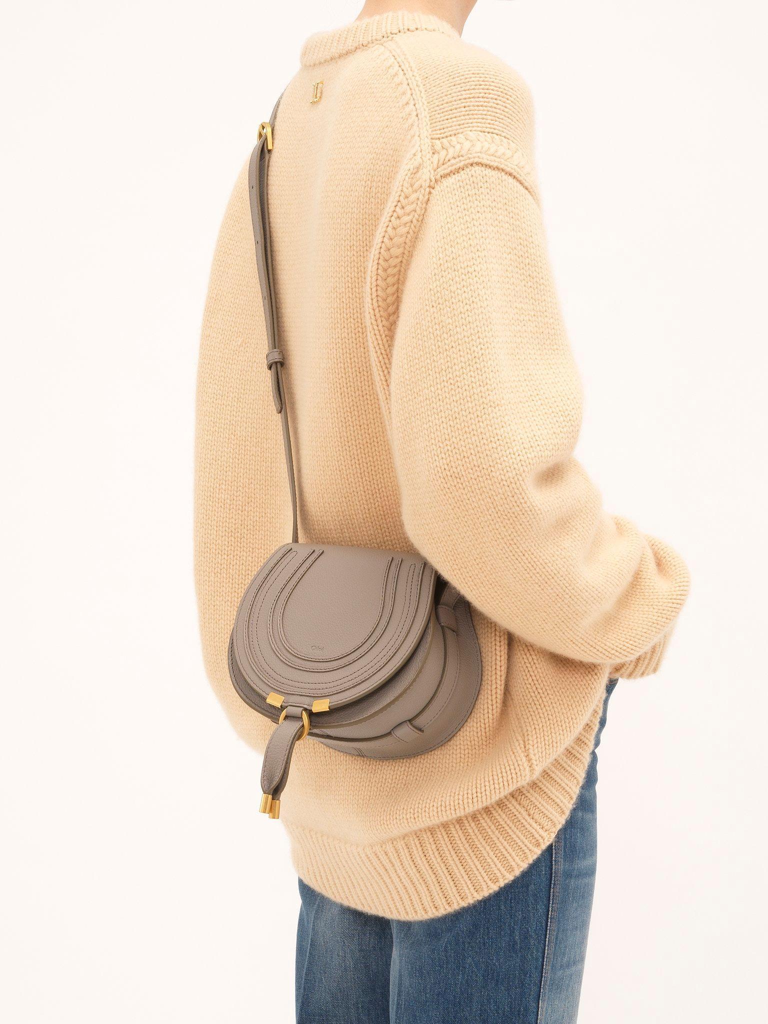 Small Marcie saddle bag in grained leather Product Image