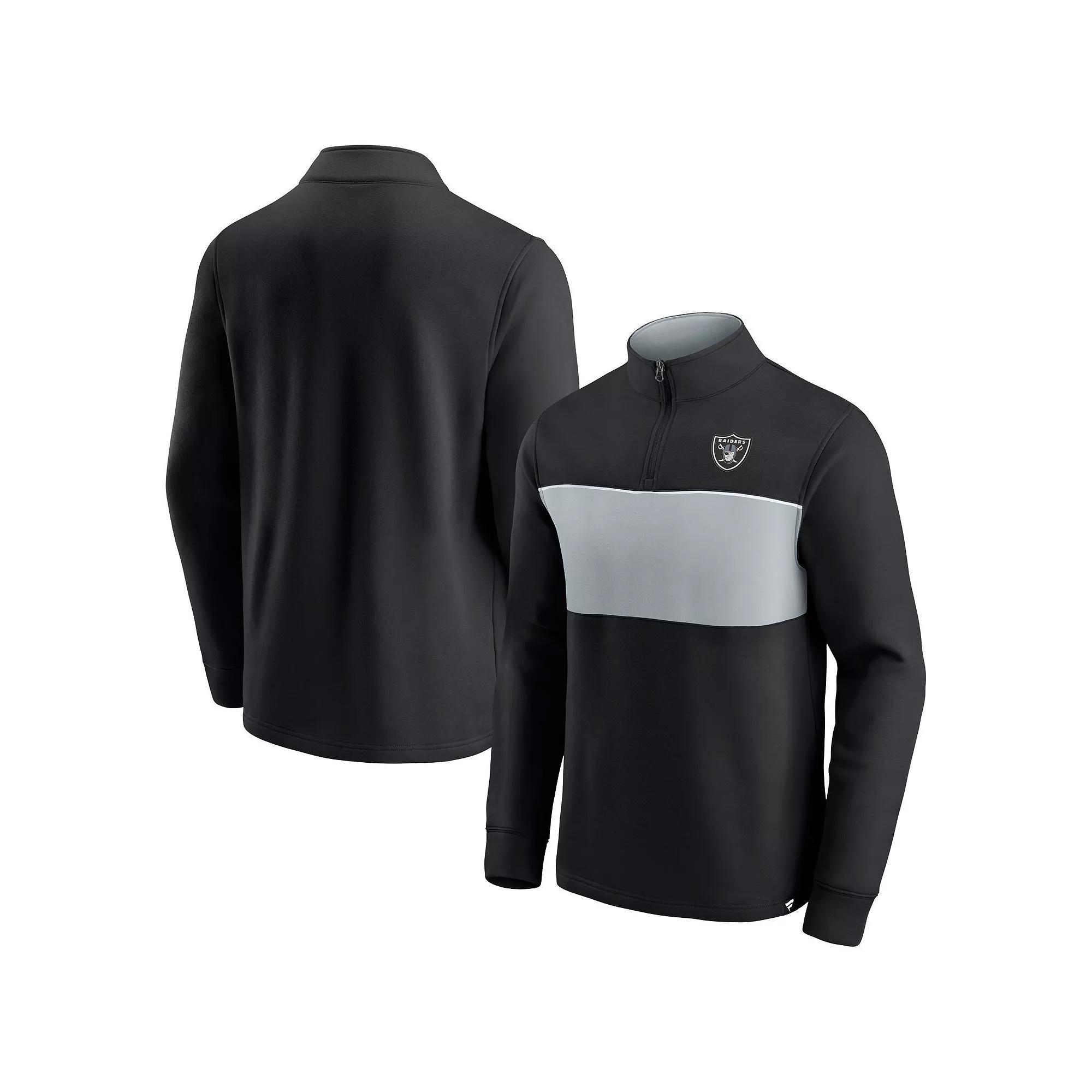 Men's Fanatics Branded Black/Silver Las Vegas Raiders Block Party Quarter-Zip Jacket, Size: Small, Lvr Black Product Image