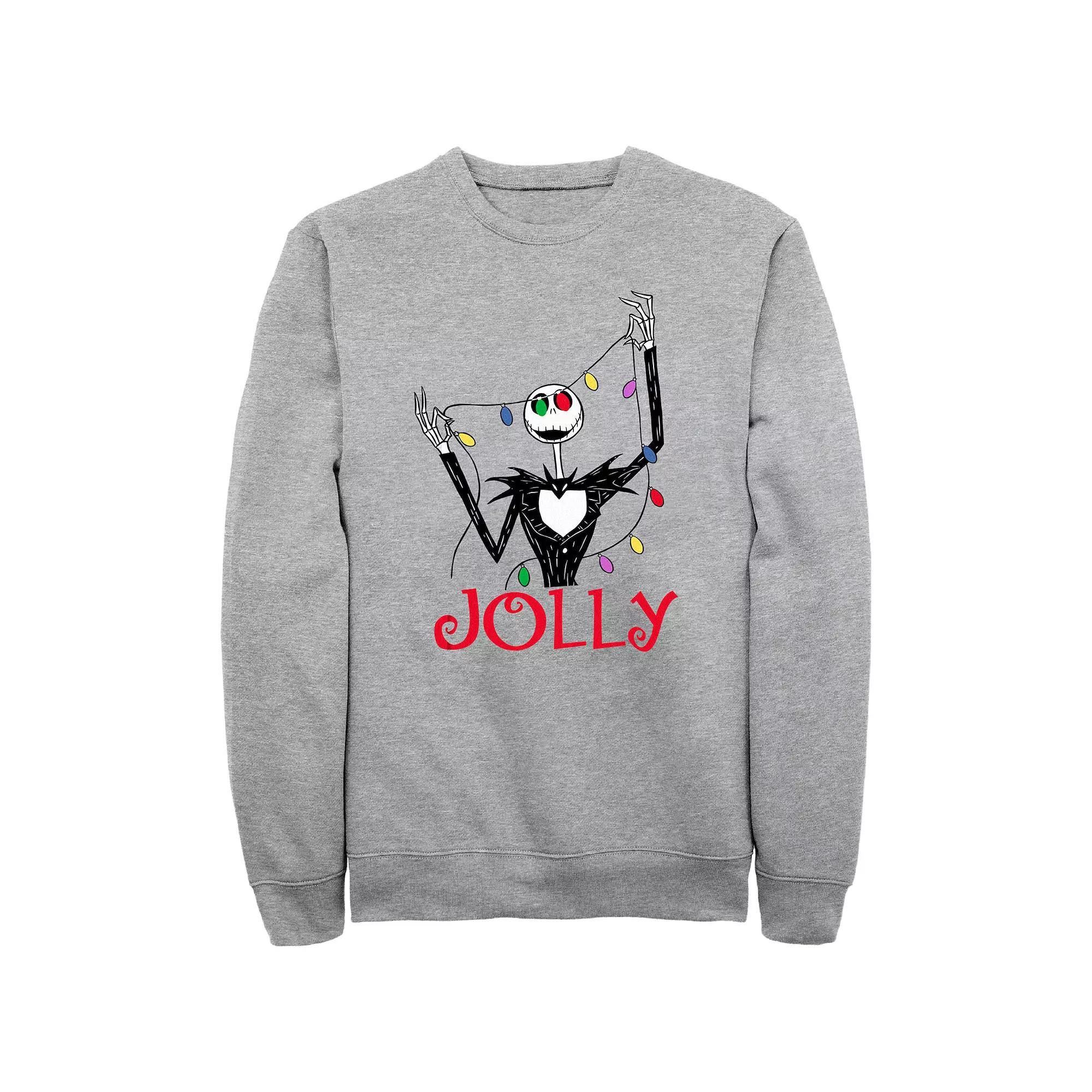 Disney's The Nightmare Before Christmas Big & Tall Jolly Jack Lights Graphic Fleece Pullover, Men's, Size: 3XL Tall, Athletic Grey Product Image
