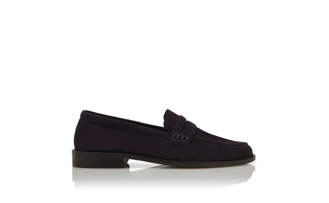 PERRY Navy Blue Suede Penny Loafers  Product Image