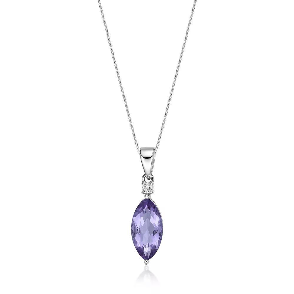Gemminded Sterling Silver Amethyst & Lab-Created White Sapphire Pendant Necklace, Womens Product Image