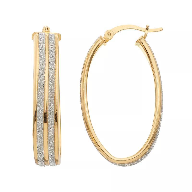 Sterling Silver Oval Hoop Earrings, Womens, 18k Gold Over Silver Product Image