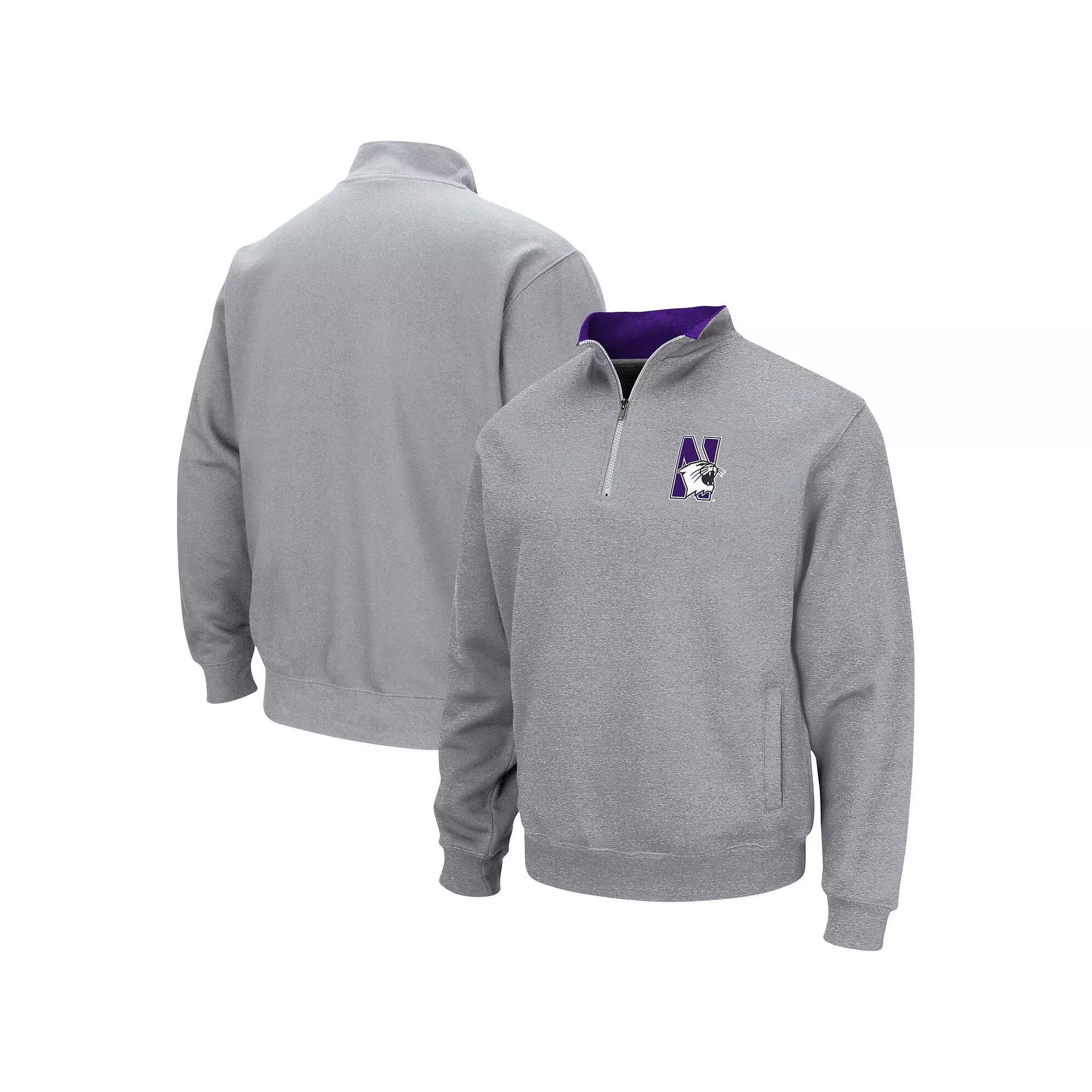 Men's Colosseum Heathered Gray Northwestern Wildcats Tortugas Team Logo Quarter-Zip Jacket, Size: 3XL, Grey Product Image