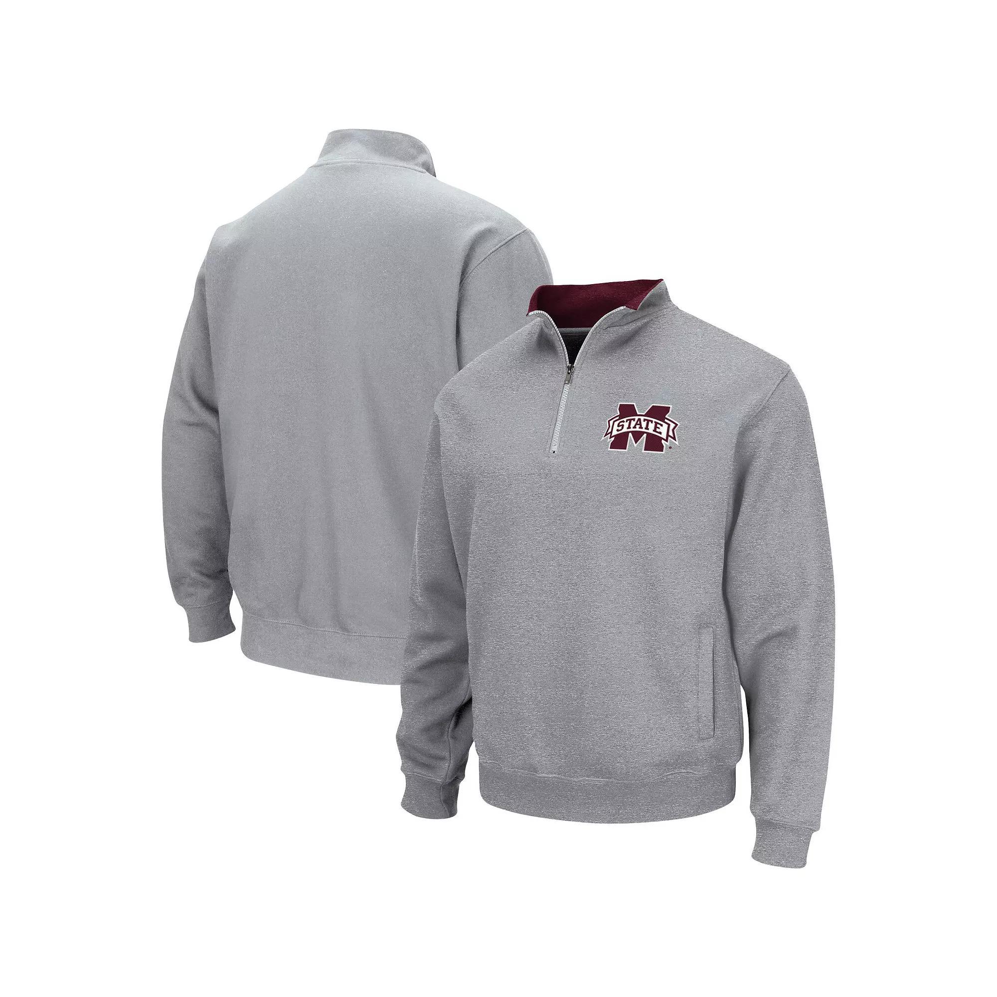 Men's Colosseum Heathered Gray Kansas State Wildcats Tortugas Team Logo Quarter-Zip Jacket, Size: Medium, Grey Product Image