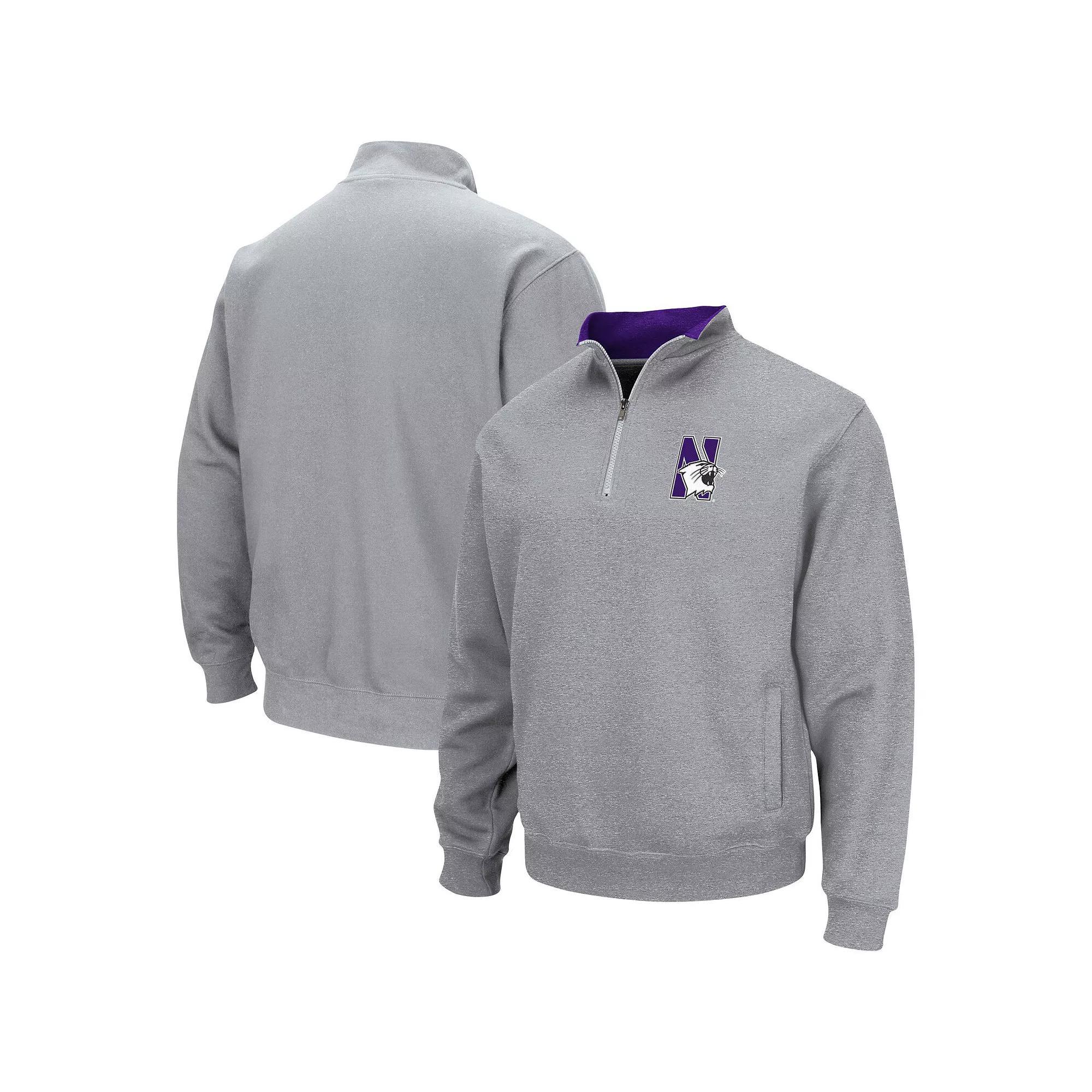 Men's Colosseum Heathered Gray Northwestern Wildcats Tortugas Team Logo Quarter-Zip Jacket, Size: 3XL, Grey Product Image