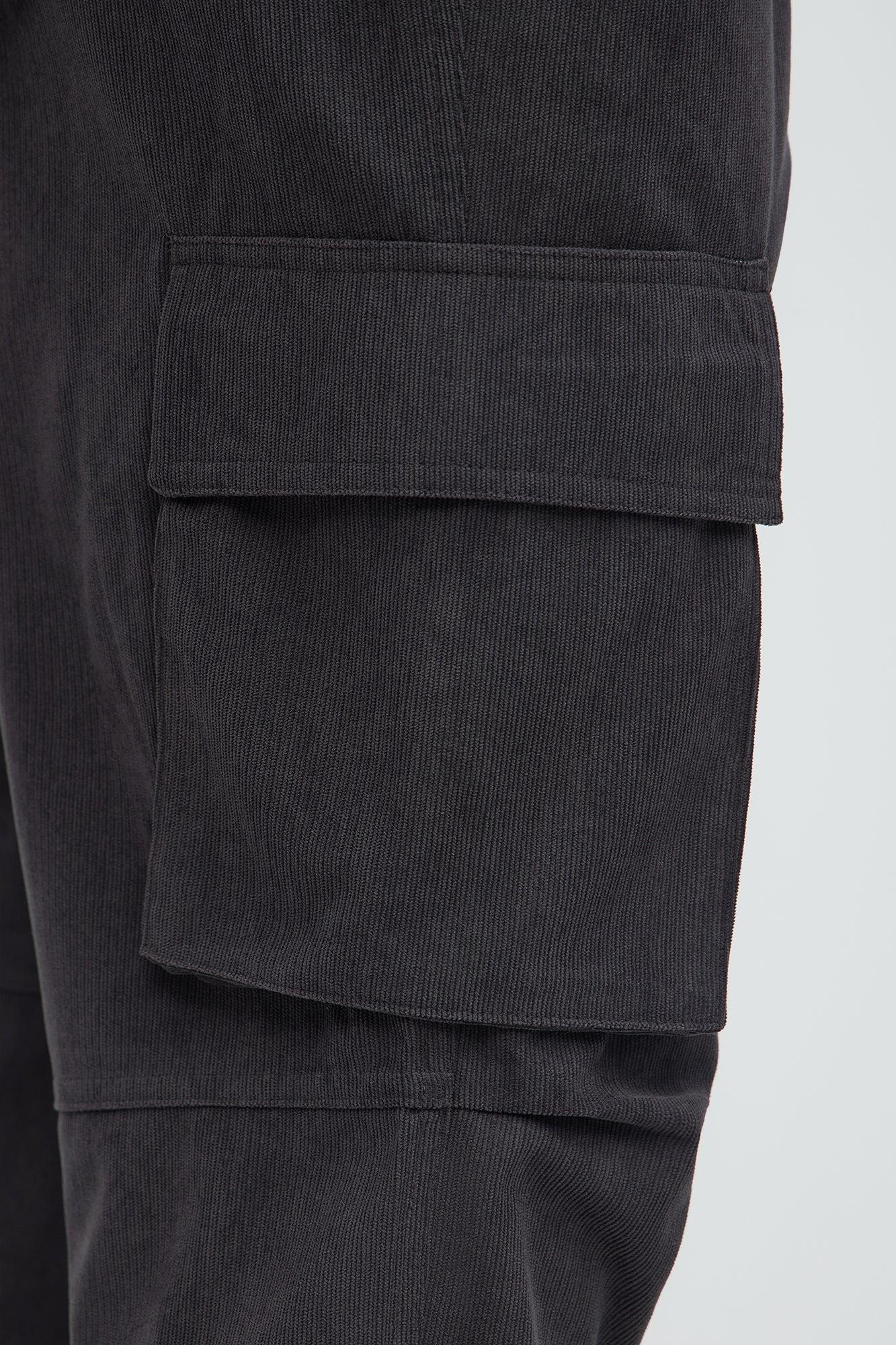 Bedford Corduroy Slim Cargo Pants - Charcoal Product Image
