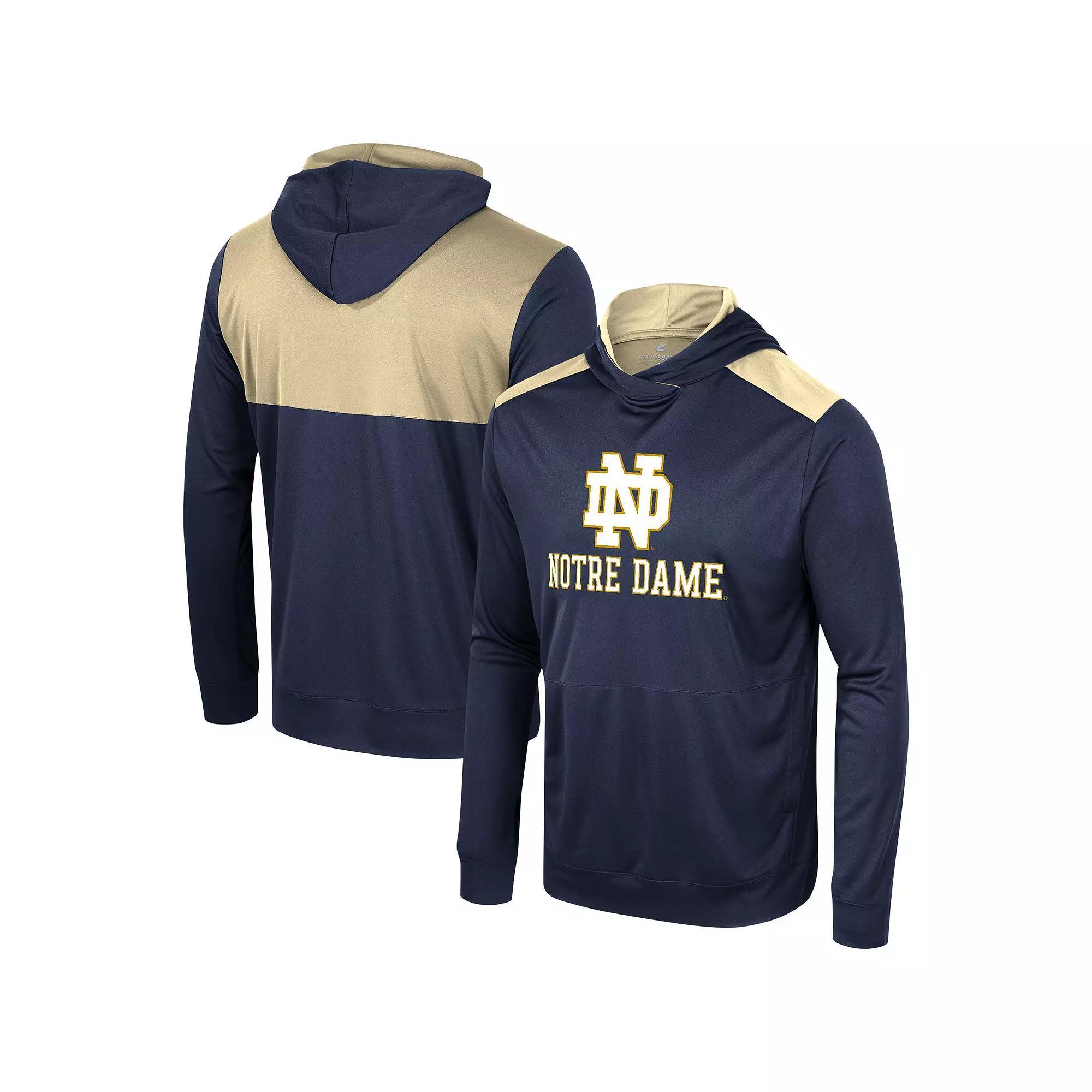 Mens Colosseum Notre Dame Fighting Irish Warm Up Long Sleeve Hoodie T-Shirt Blue Product Image