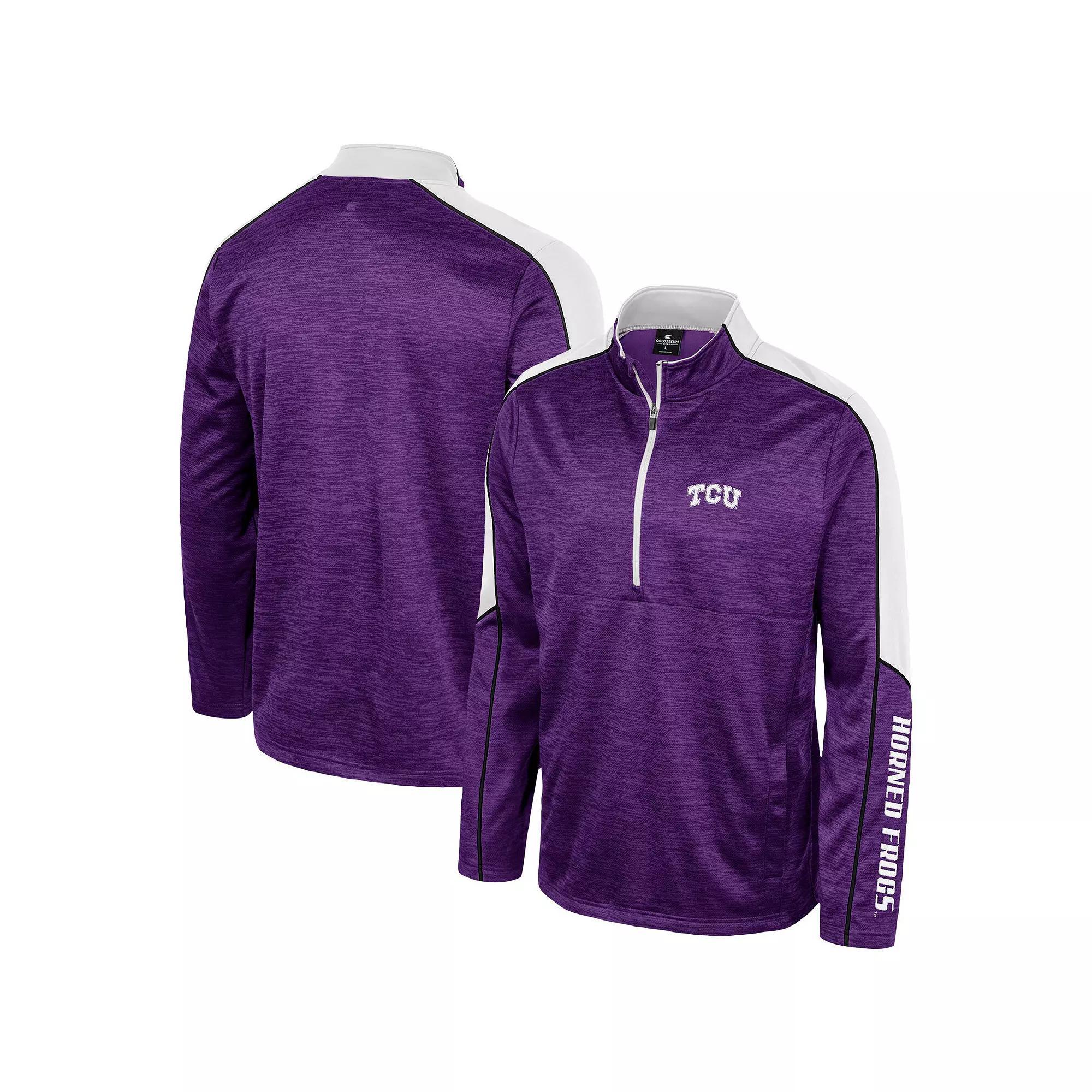 Men's Colosseum Purple TCU Horned Frogs Marled Half-Zip Jacket, Size: Medium Product Image