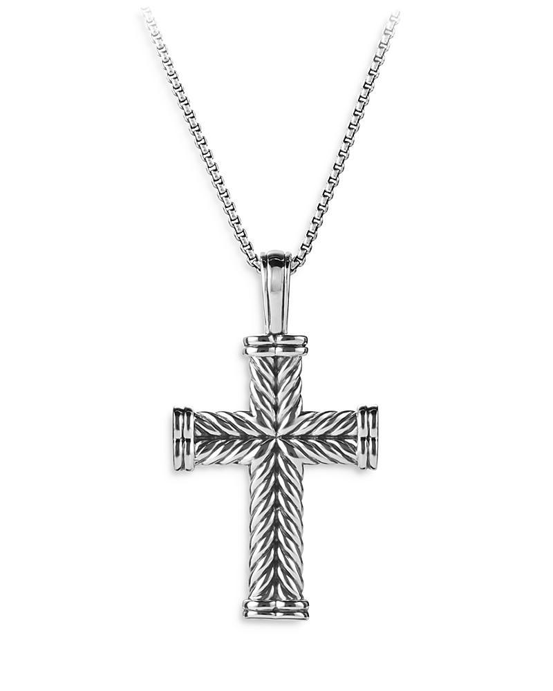 David Yurman Mens Chevron Cross Pendant in Sterling Silver, 40mm Product Image