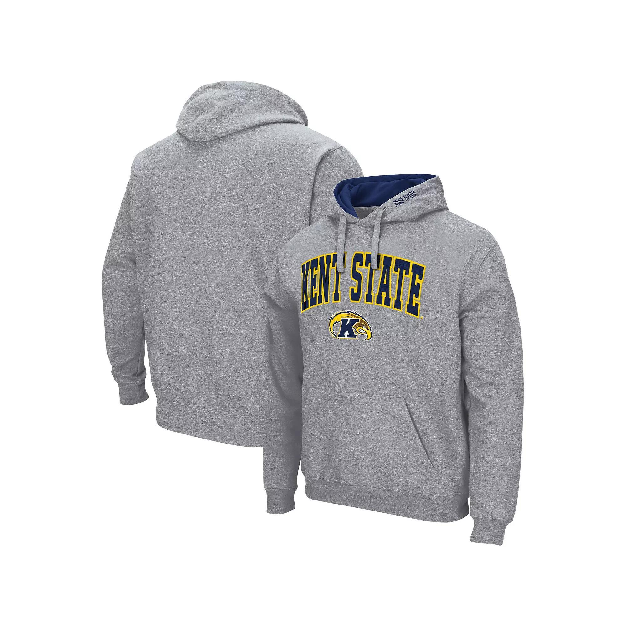 Men's Colosseum Heathered Gray Kent State Golden Flashes Arch and Logo Pullover Hoodie, Size: 3XL, Knt Grey Product Image