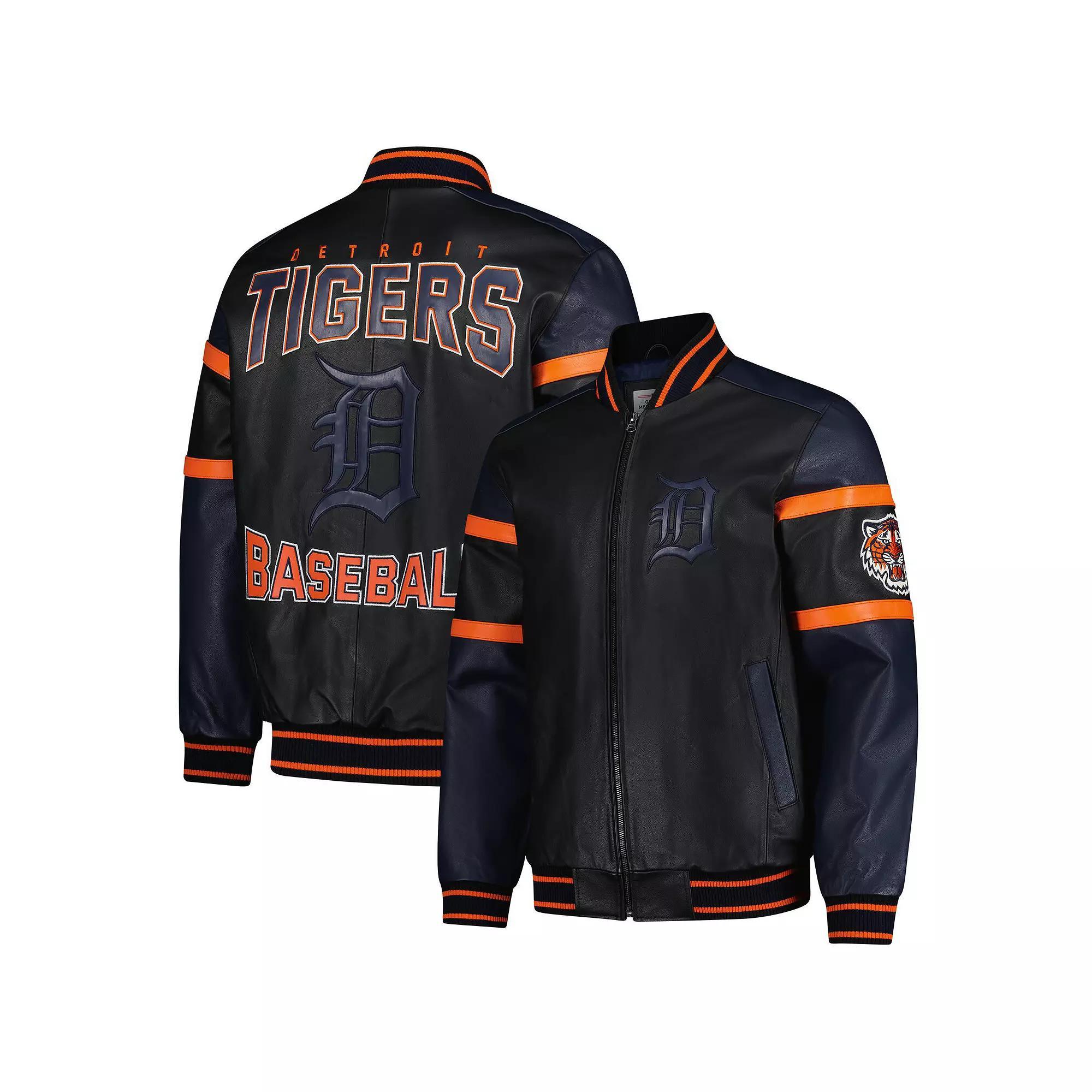 Men's G-III Sports by Carl Banks Black Detroit Tigers Full-Zip Leather Varsity Jacket, Size: 3XL Product Image