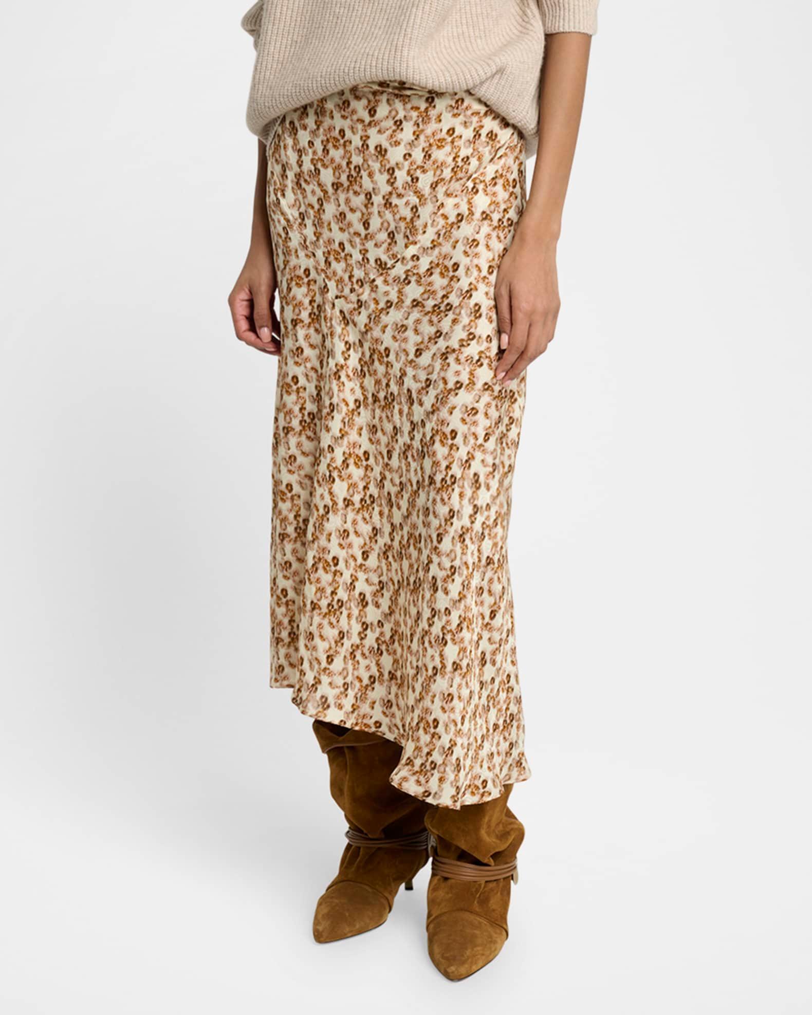 Lisanne Abstract-Print Silk Midi Skirt Product Image