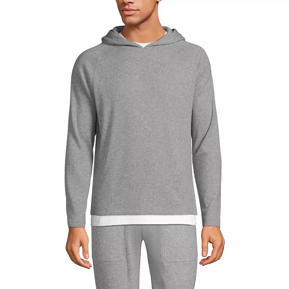 Men's Lands' End Brushed Rib Hooded Sweatshirt, Size: XL, Deep  Blue Product Image