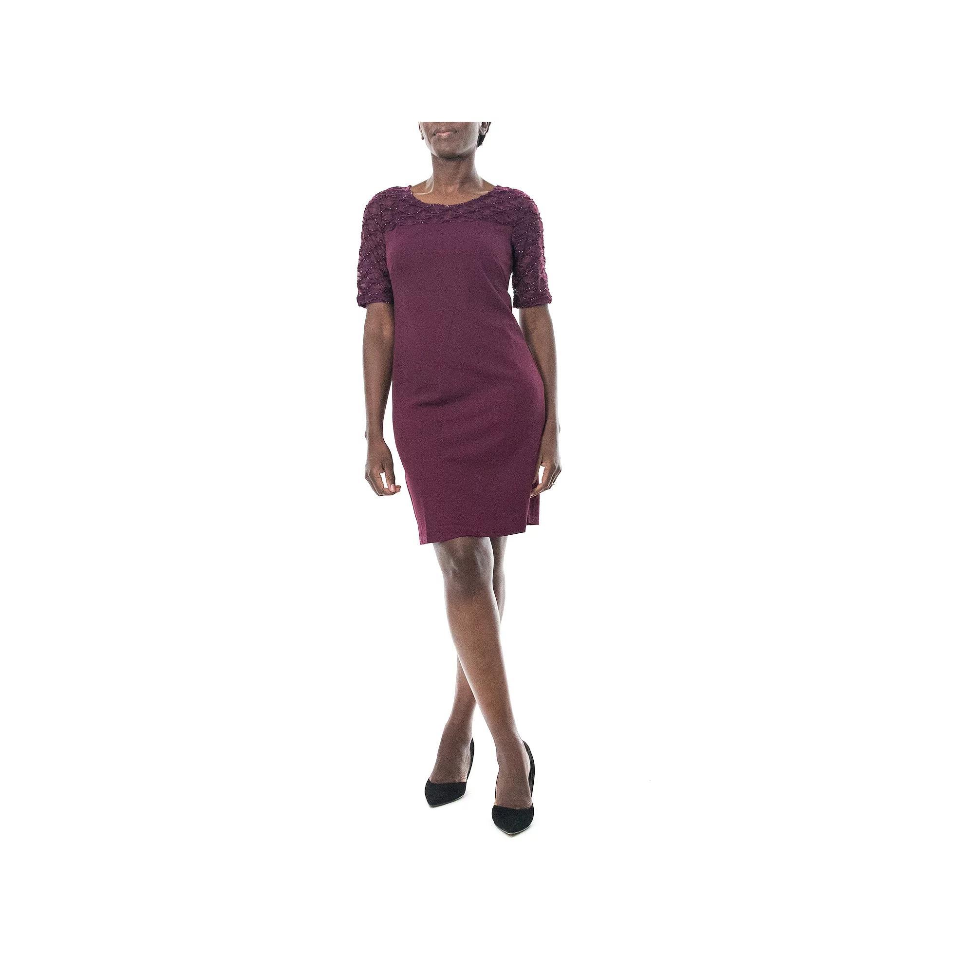 Womens Nina Leonard Elbow Sleeve Sheath Dress Crisp Pink Product Image